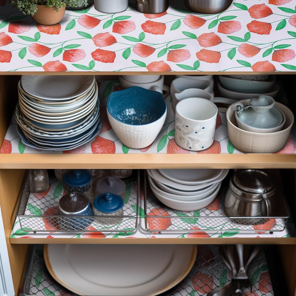 18" W x 96" L Floral Drawer and Shelf Liner for Cabinets