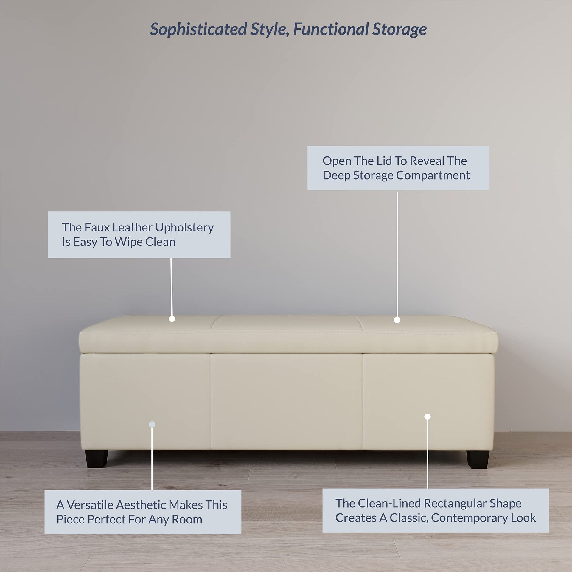 Storage Faux Leather Ottoman