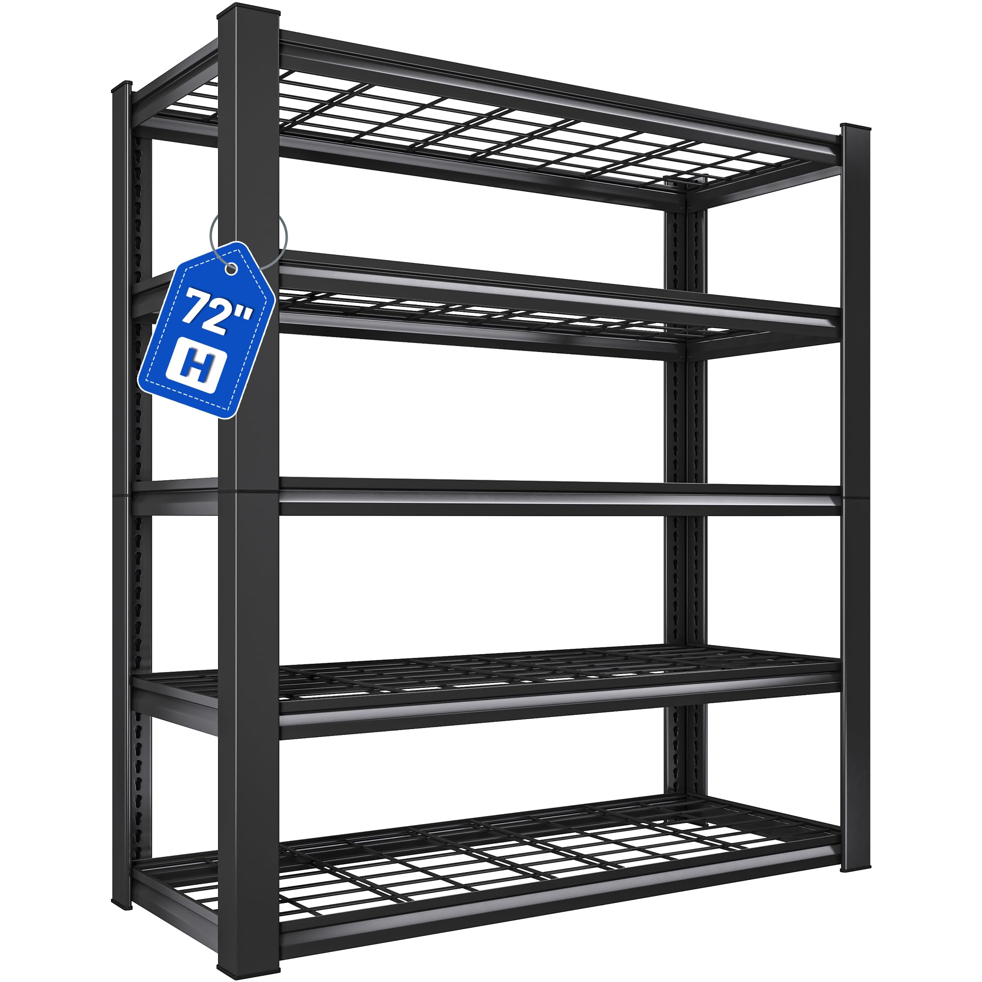 72" H Garage Shelving Heavy Duty Adjustable Metal Shelf for Basement