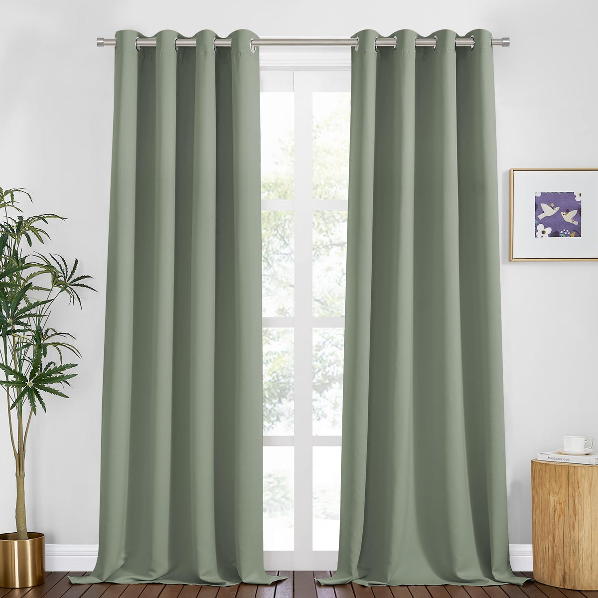Sage Green Curtains 94 Inches Long for Big Window (2 Count)