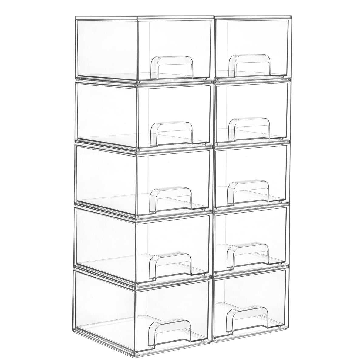 10 Pack Small Clear Stackable Storage Drawers (10 Count)