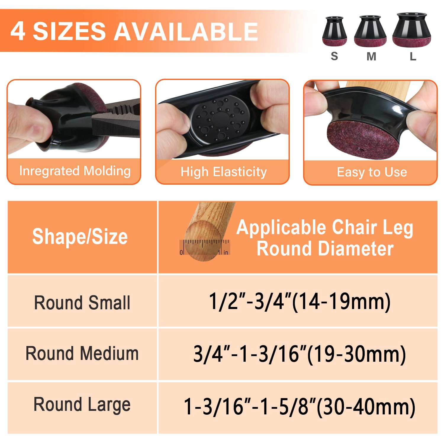 Chair Leg Floor Protectors Felt Silicone Caps Strengthen Bottom (16 Count)