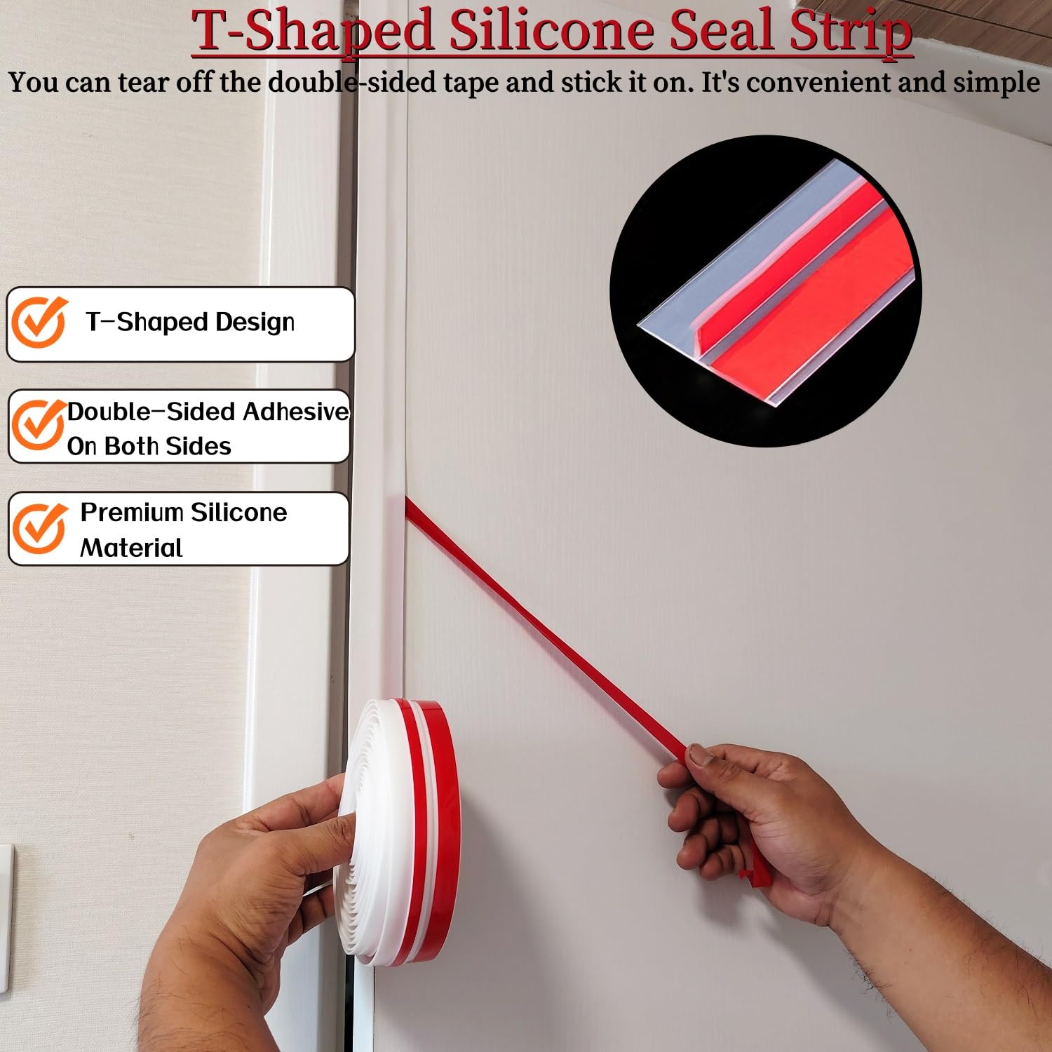 T Shape Door Seal Strip for Door & Windows Gaps (19.7 Foot)