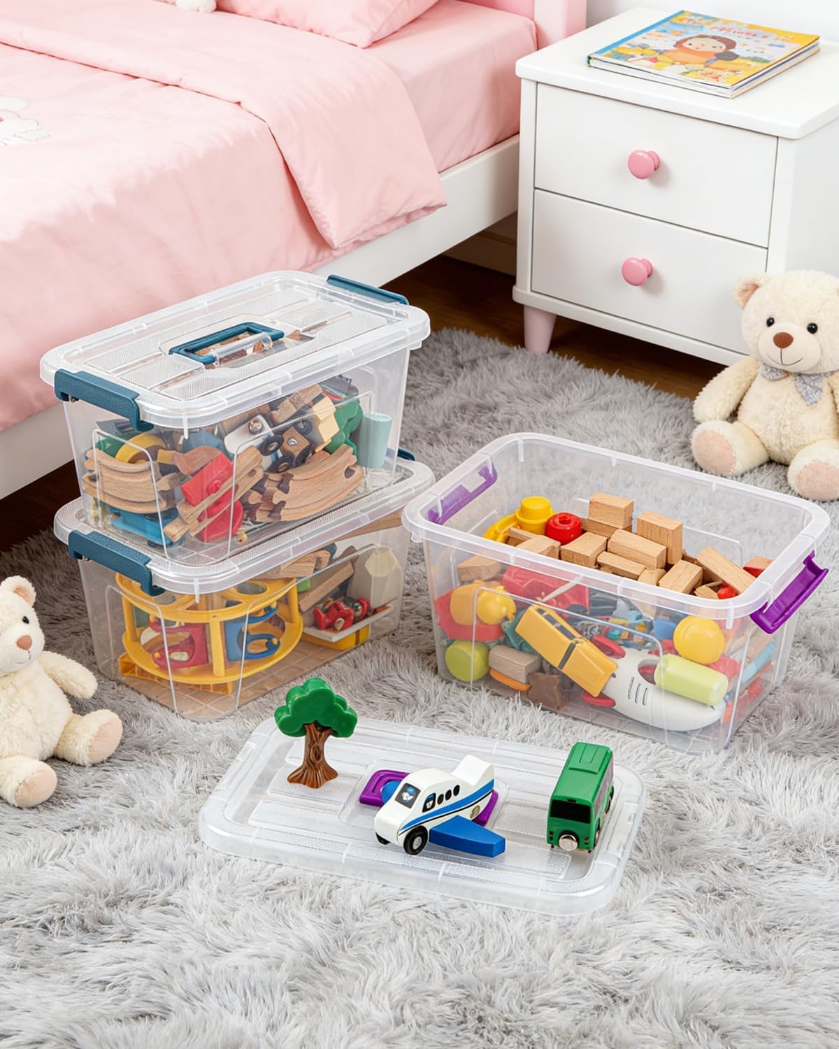Plastic Storage Bins with Lids 6 Pack (6 Count)