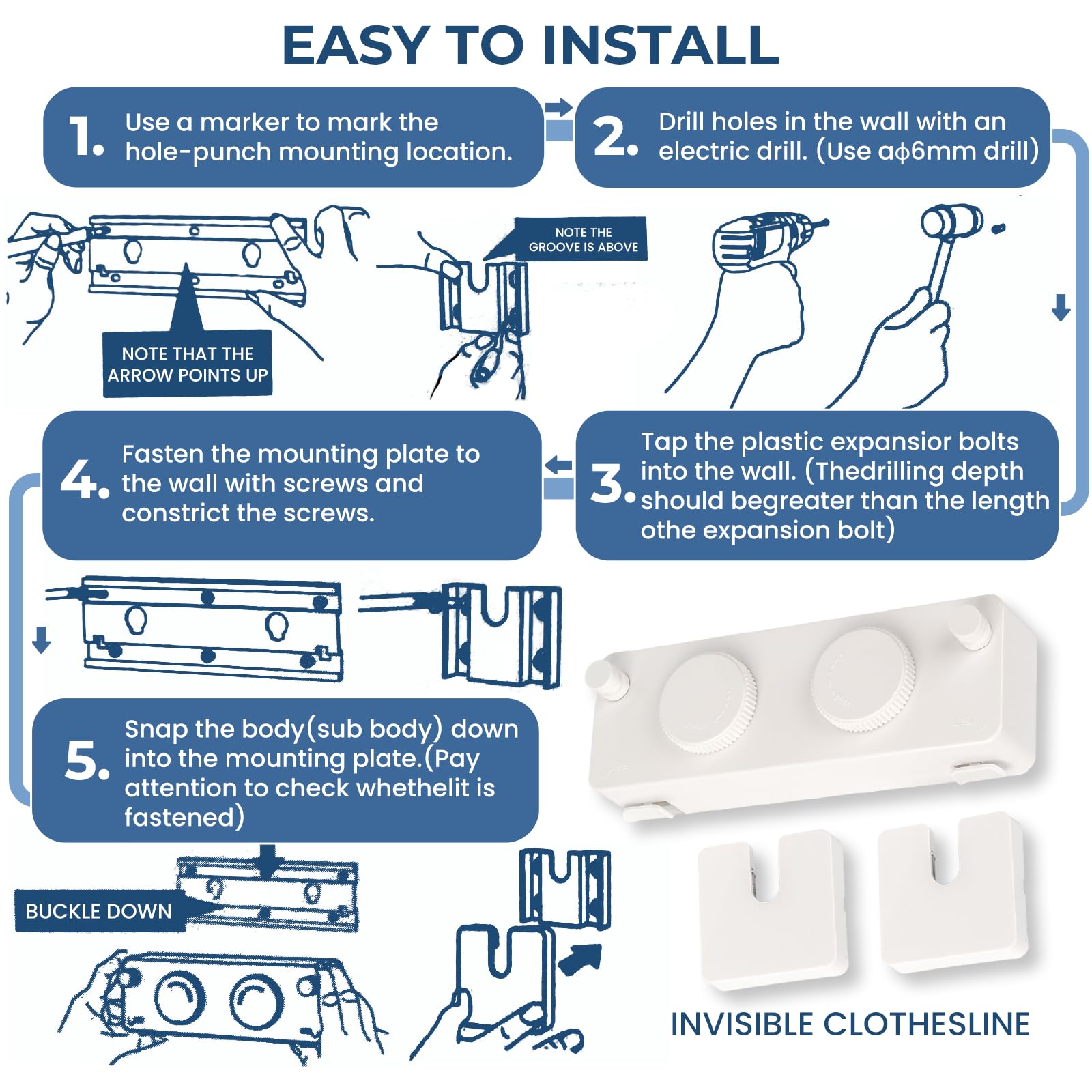 Retractable Clothesline Indoor Outside Heavy (13.8 Foot)
