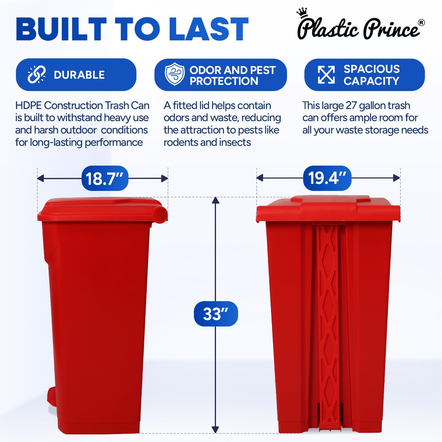 27 Gallon Step On Trash Can with Lid