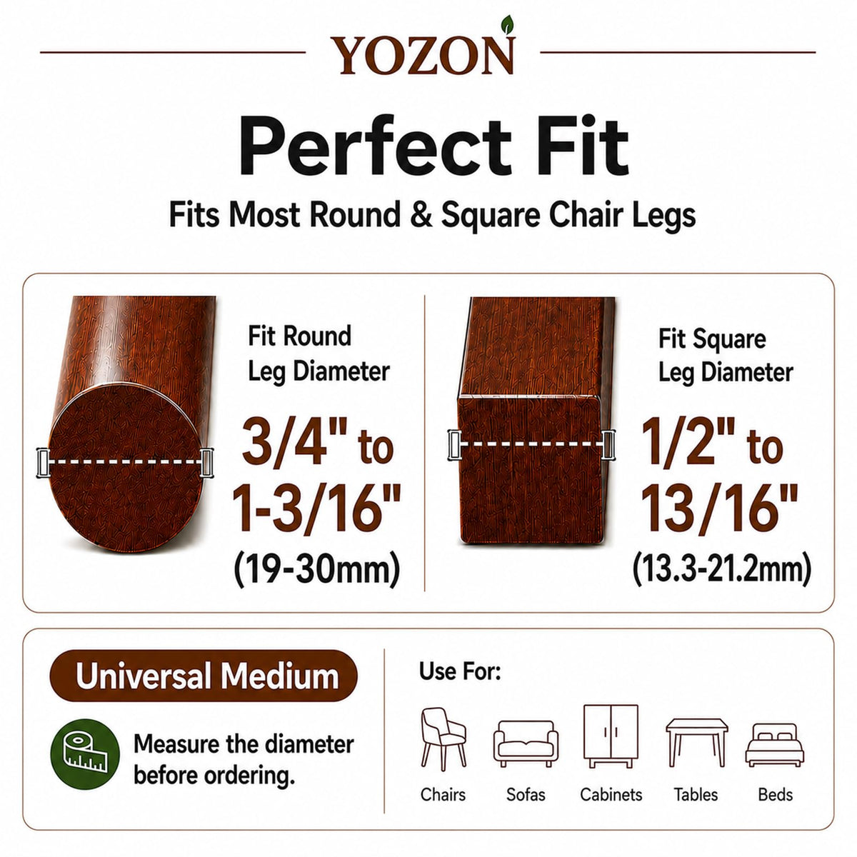 Chair Leg Floor Protectors Silicone Caps Felt Furniture Pads Covers (32 Count)