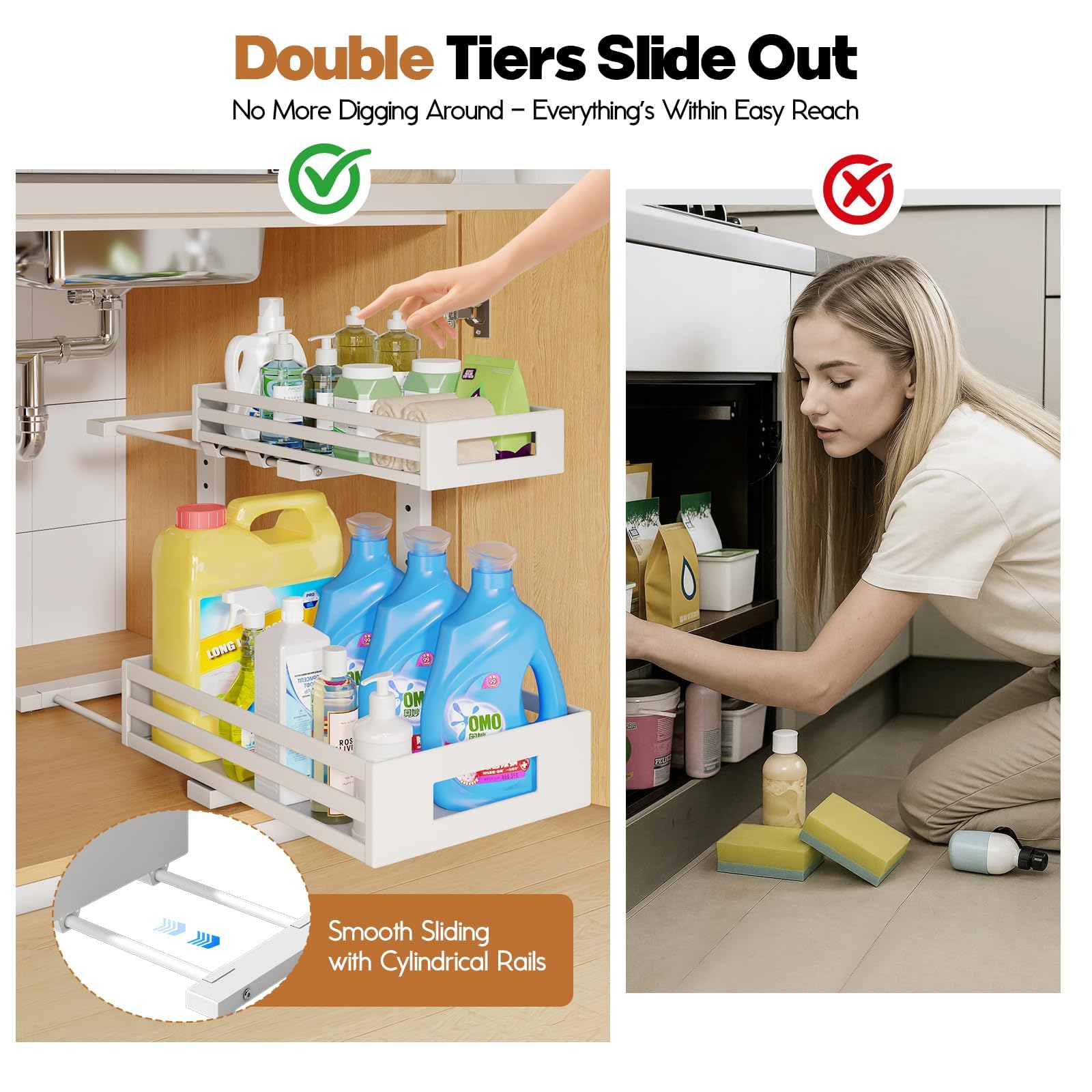 2 Pack Under Sink Organizers and Storage (2 Count)