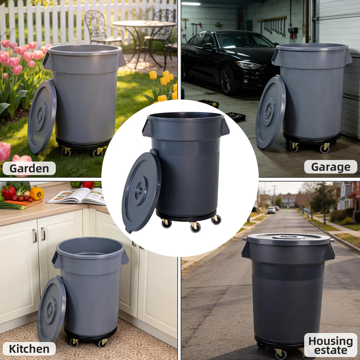 32 Gallon Trash Can with Lid and Wheels