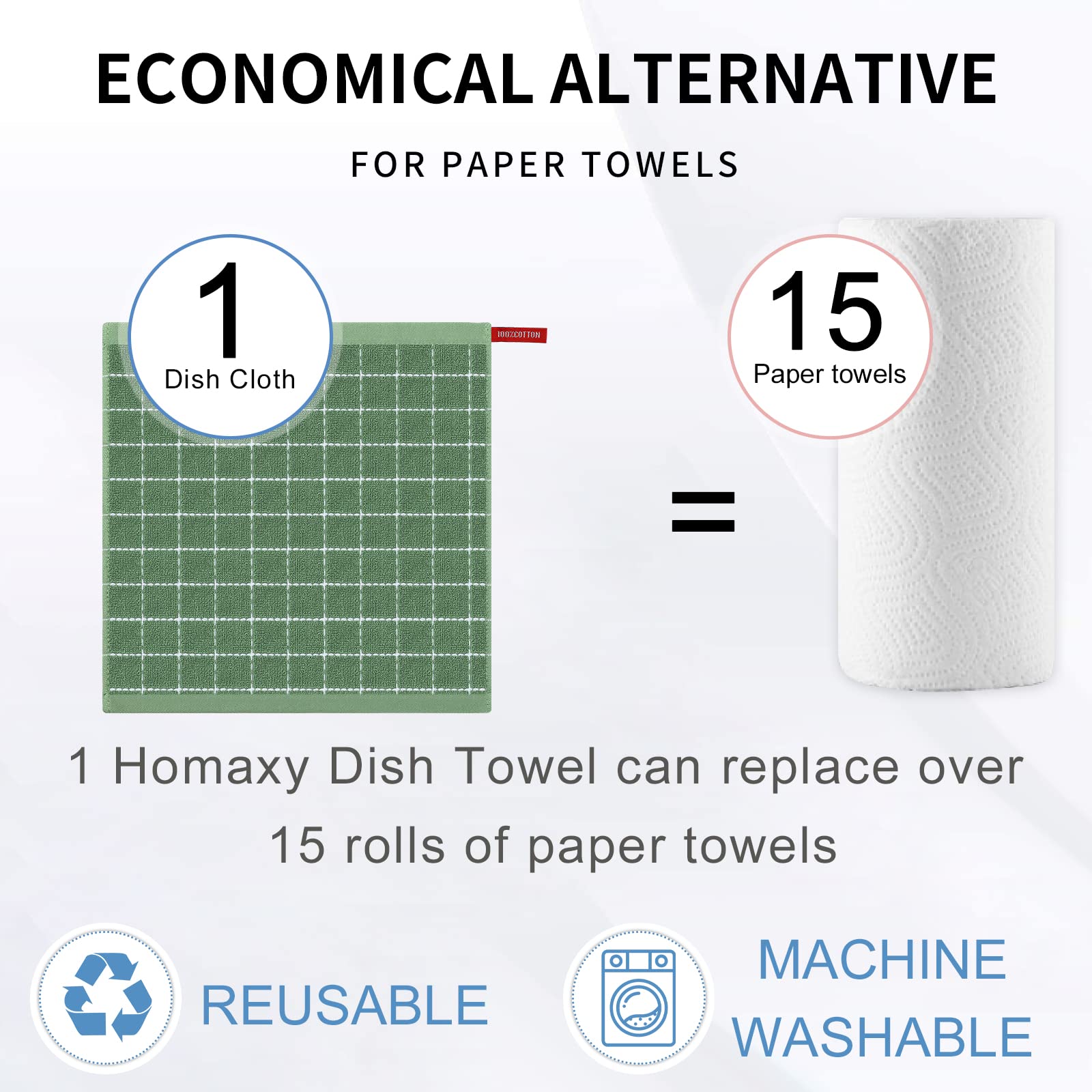 100% Cotton Terry Kitchen Dish Cloths (6 Count)