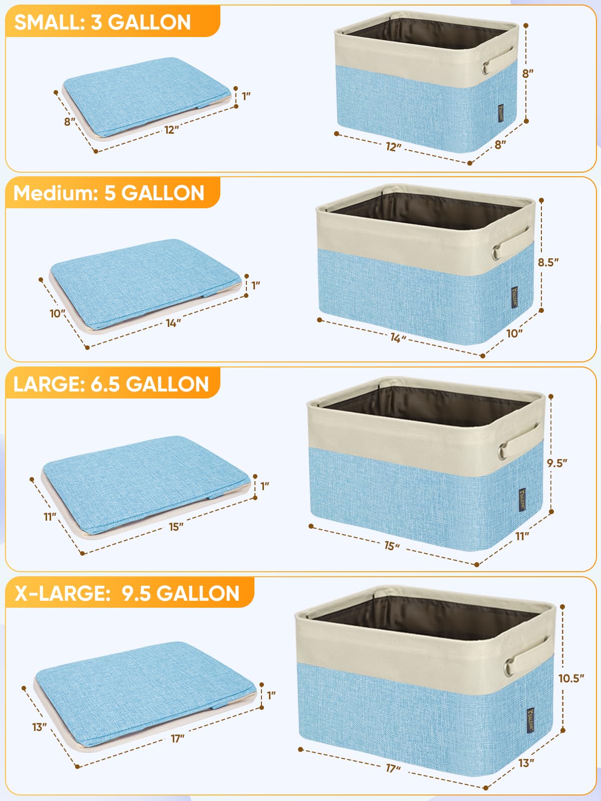 3 Pack Fabric Closet Storage Bins for Shelves (3 Count)