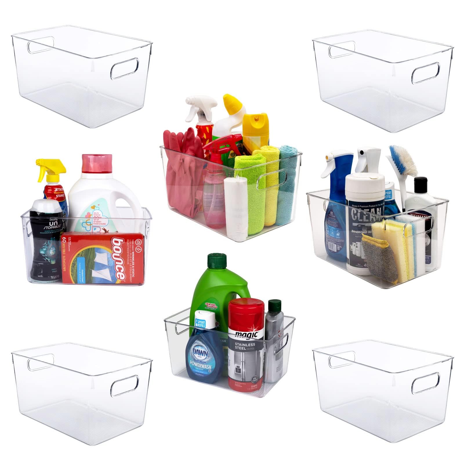 Clear Plastic Storage Bins (8 Count)