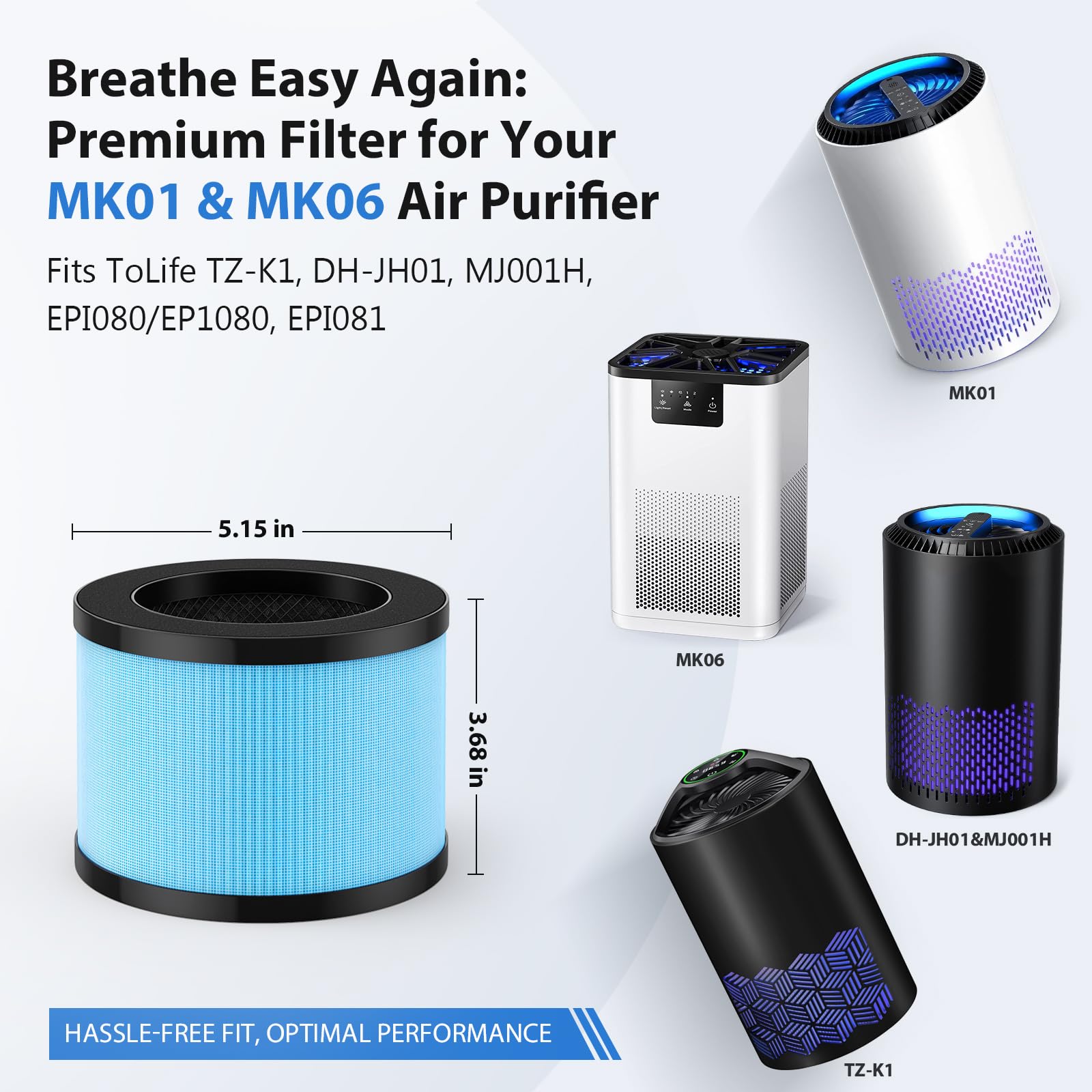 MK01 & MK06 Air Filter Replacement Compatible with Aroeve MK01 (6 Count)