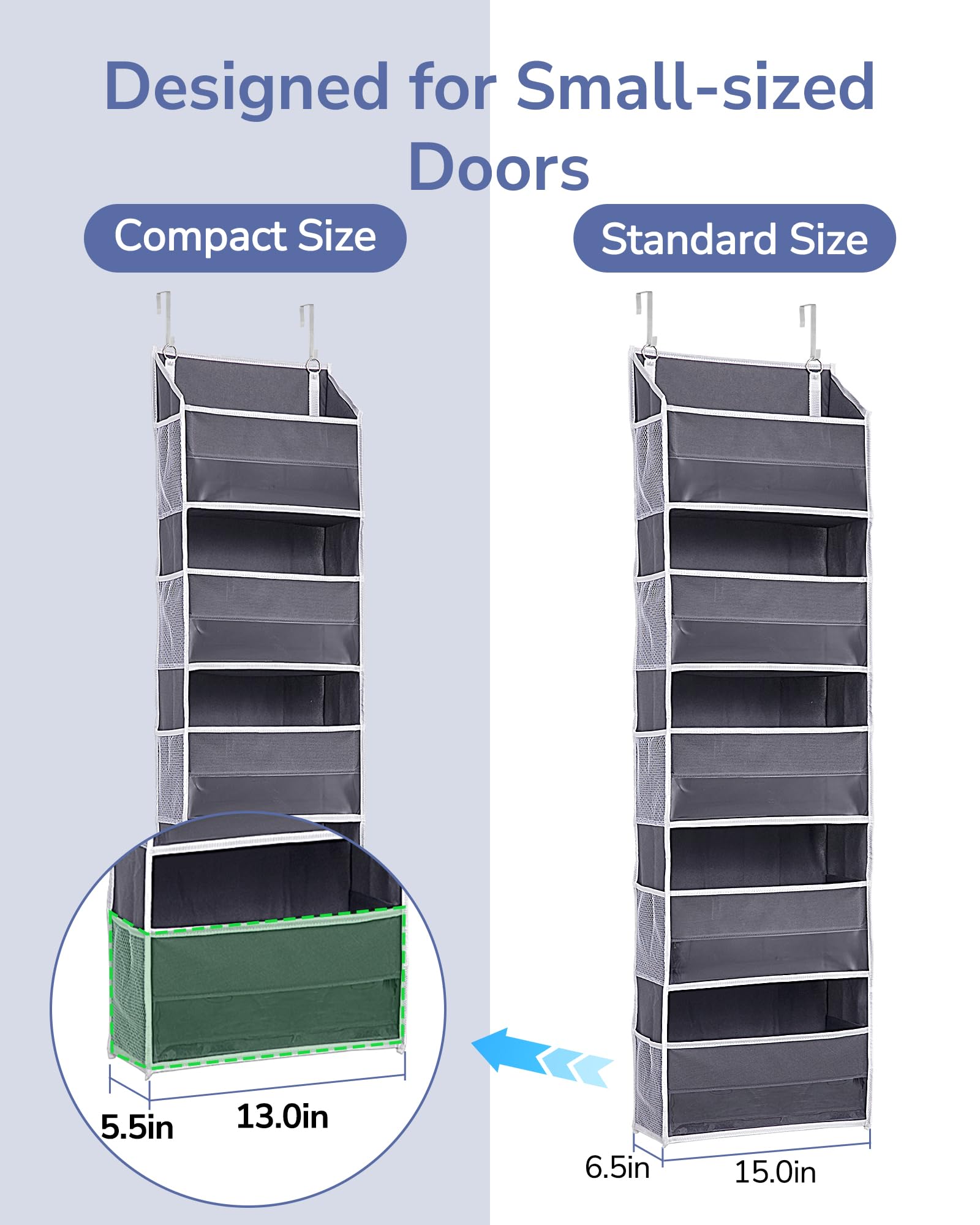 1 Pack Compact Size Over Door Organizer Slim Door Storage for Small