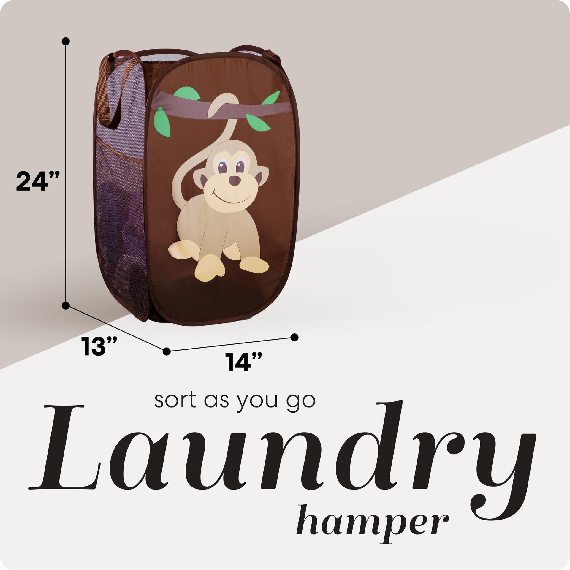 Collapsible Mesh Pop Up Laundry Hamper with Side Pocket