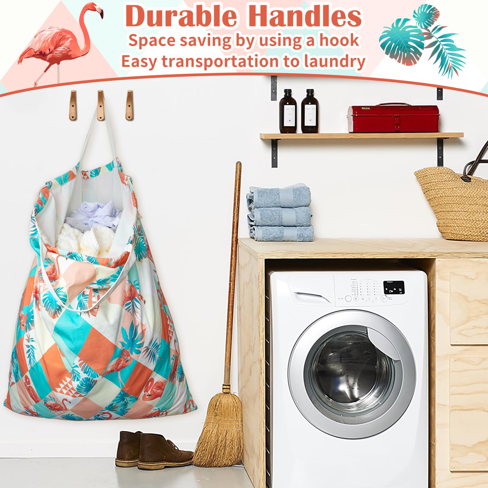 Canvas Laundry Bag with Handles & Drawstring