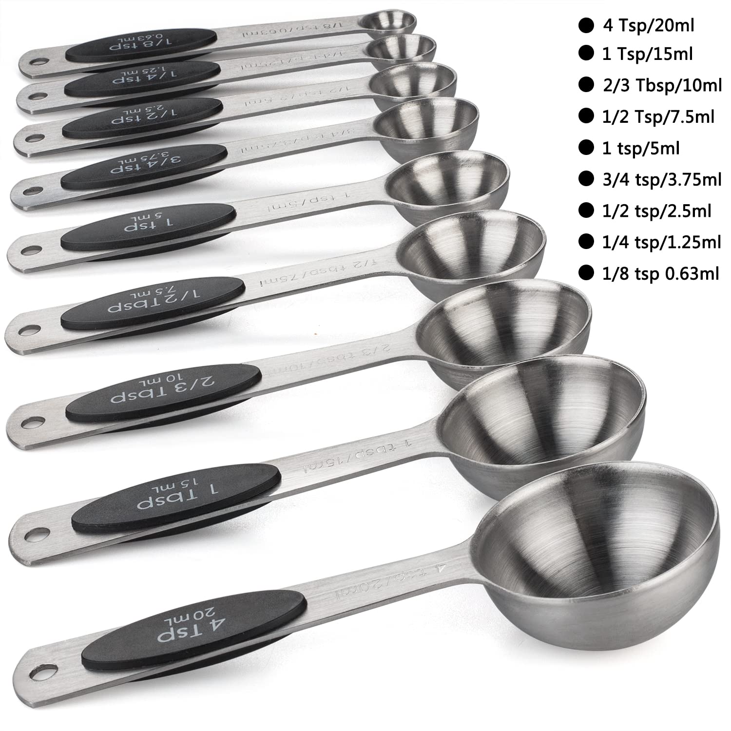 Magnetic Measuring Spoons Set of 9 Stainless Steel Measuring Spoons