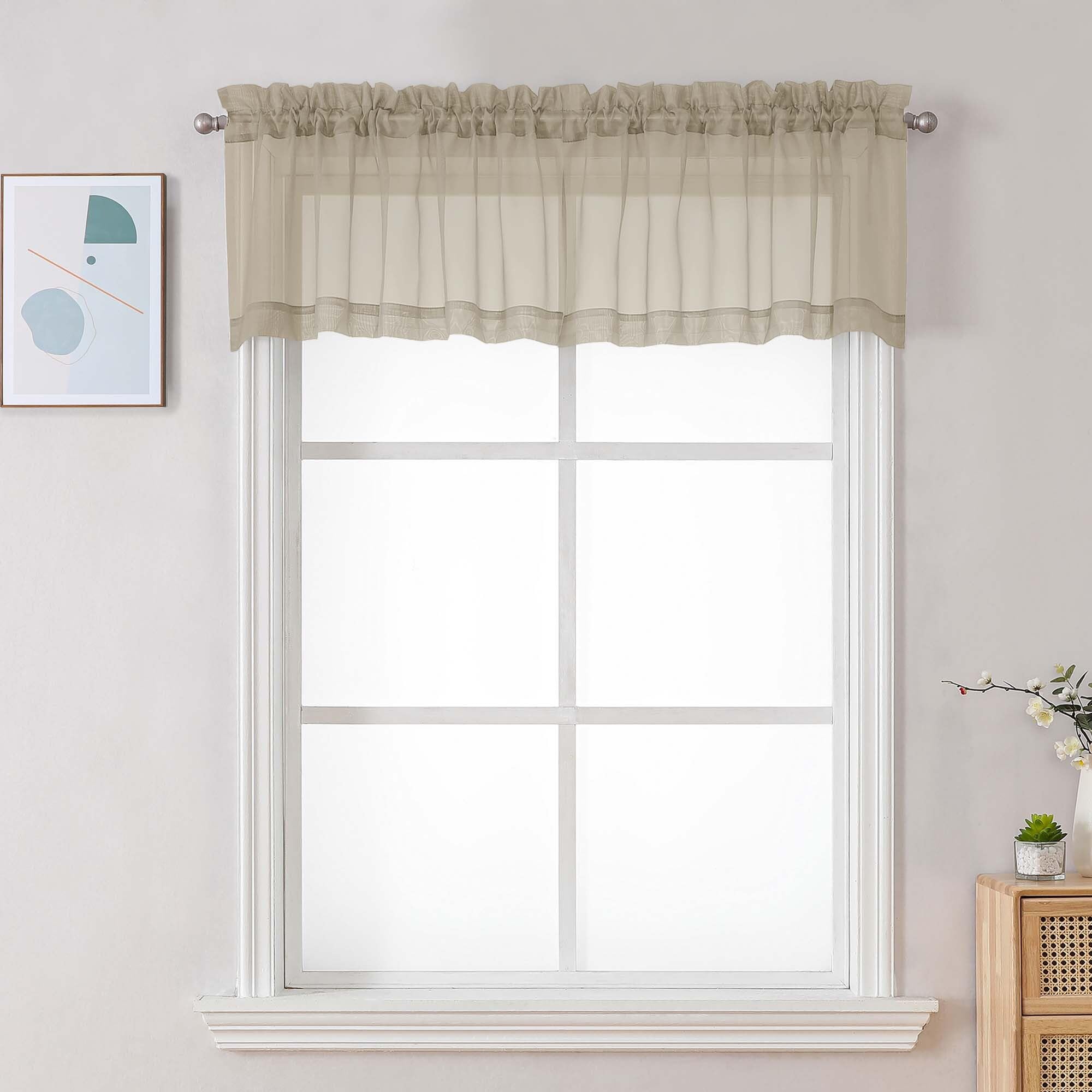 Taupe Sheer Valances for Windows (2 Count)