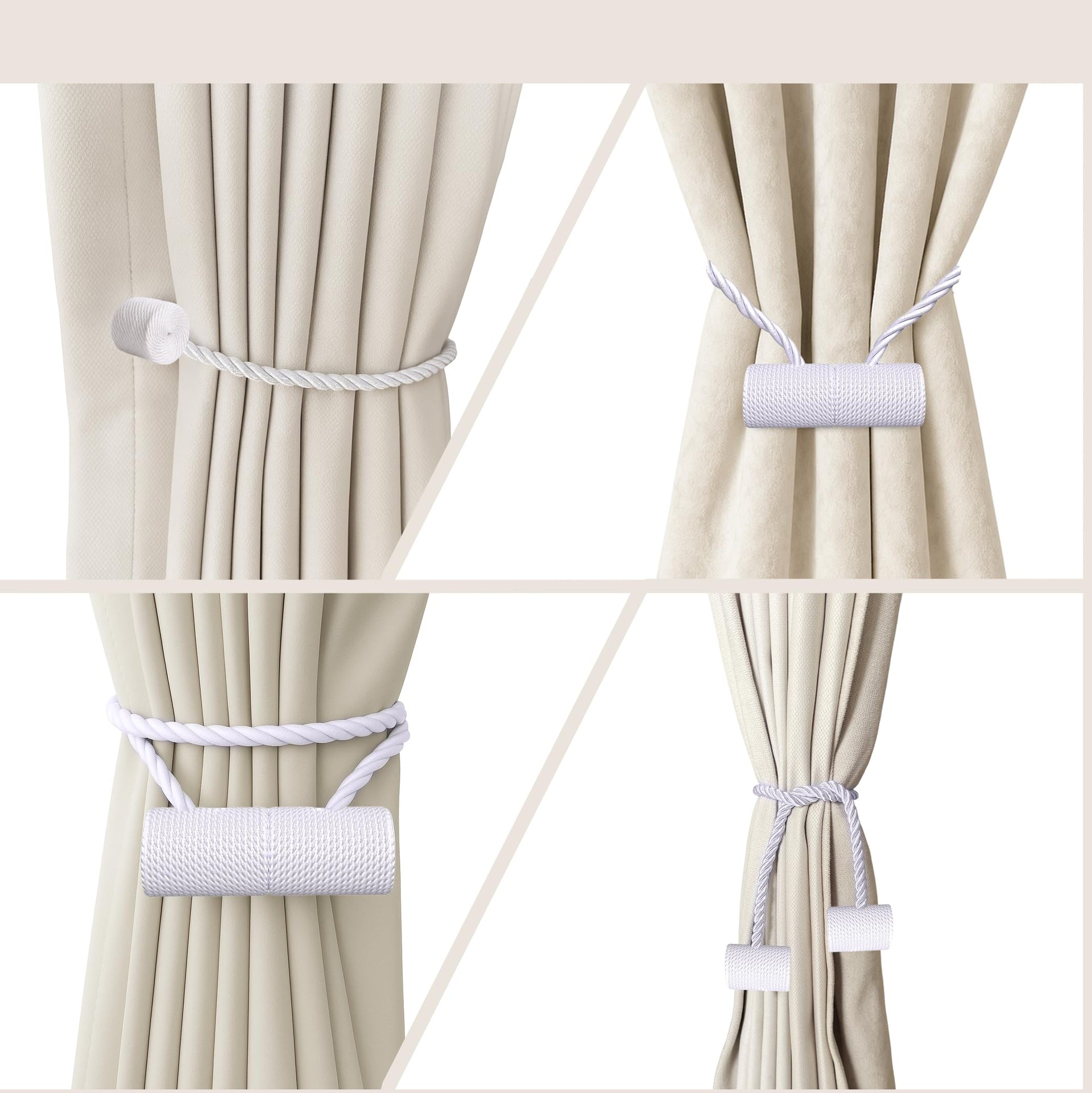 Magnetic Curtain Tiebacks White 2pcs (2 Count)