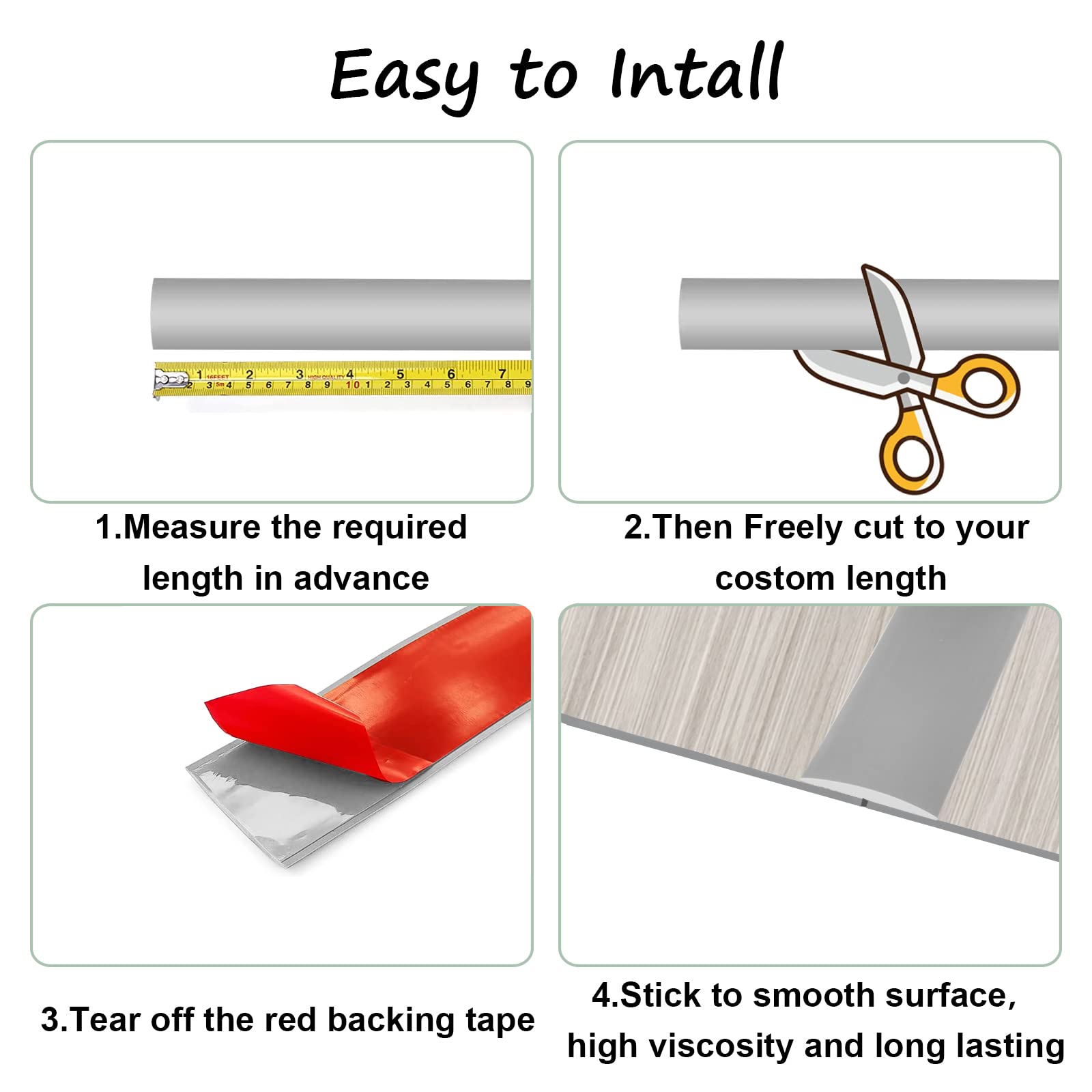Floor Door Flat Transition Strip & Self Adhesive Floor Vinyl Floor Edge Trim Laminate Floor Gap Covering Joining Strip