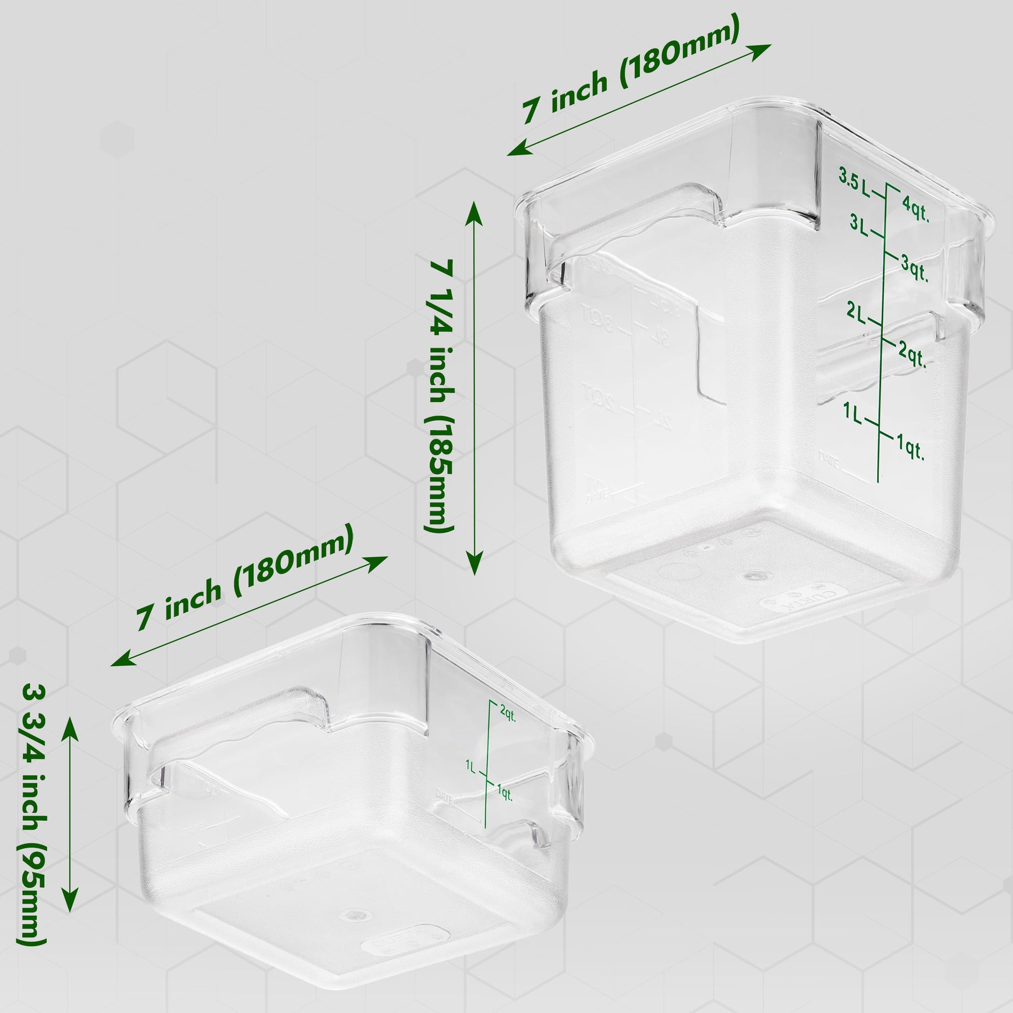 4 Pack Food Storage Containers with Green Lids (4 Count)