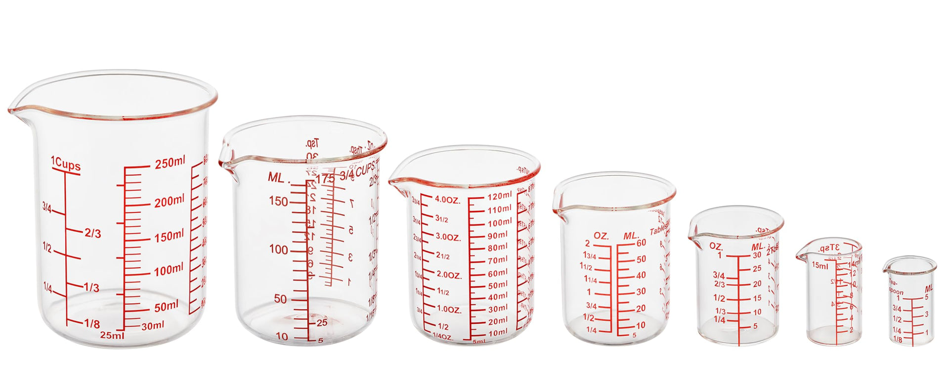 Ackers 7 Piece Glass Measuring Cup Set