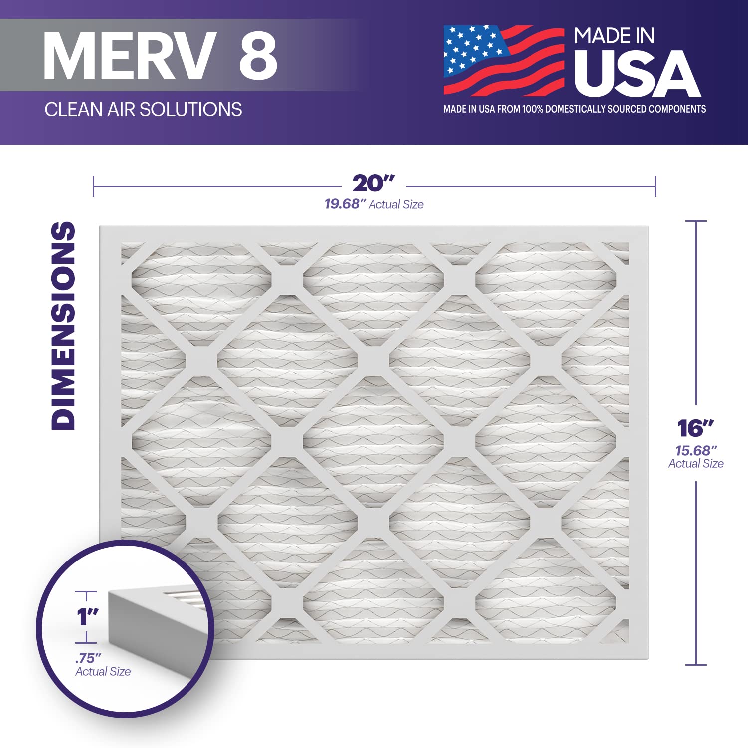 TruFilter 16x20x1 Air Filter MERV 8 (6 Count)