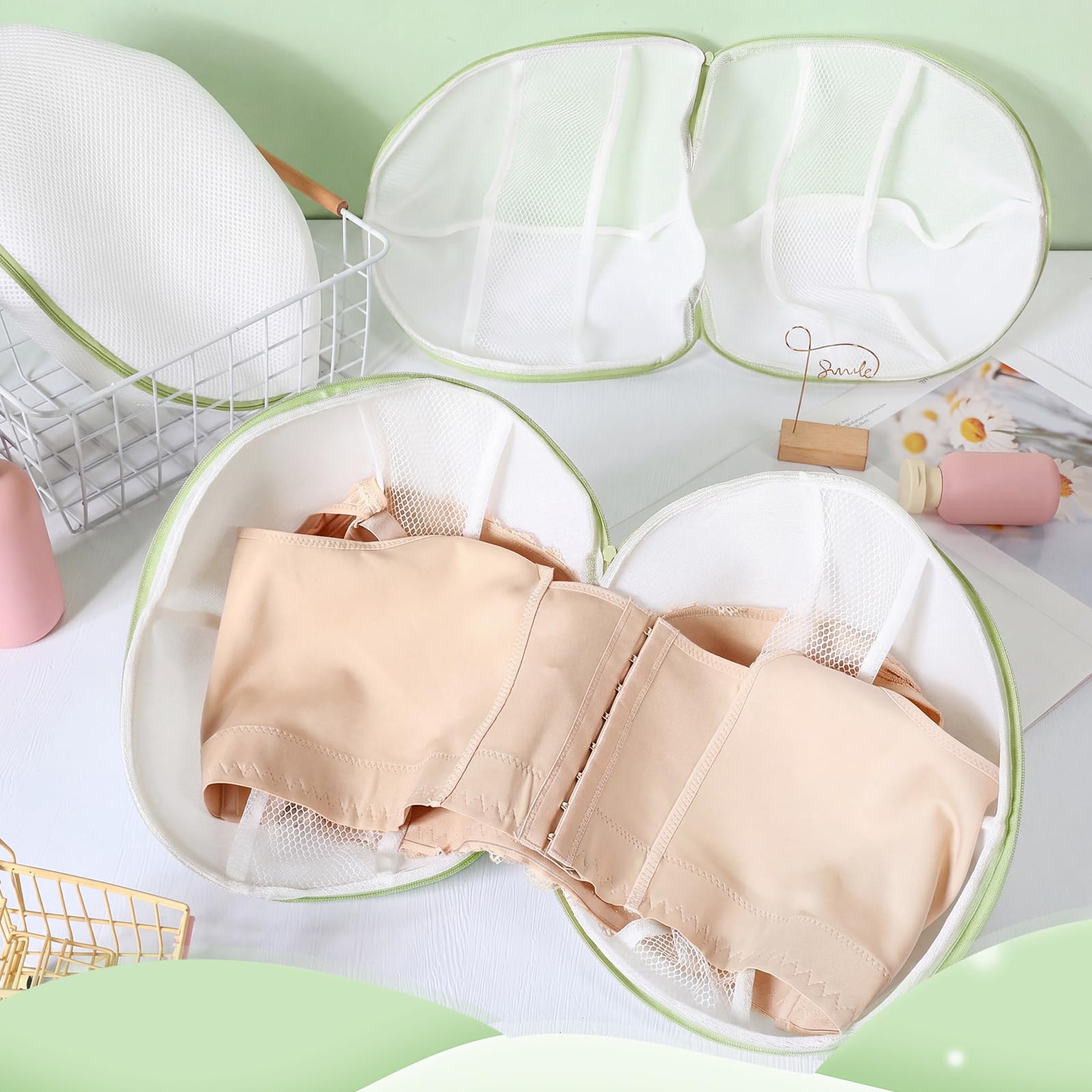 6 Pcs Bra Washing Bag for Laundry Storage Women 11.81 Inch Green (6 Count)