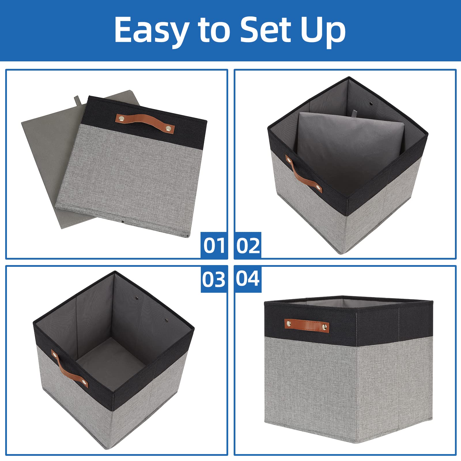 13 x 13 Storage Cubes Foldable Storage Cubes 4 Pack Canvas Storage Bin for Home (4 Count)