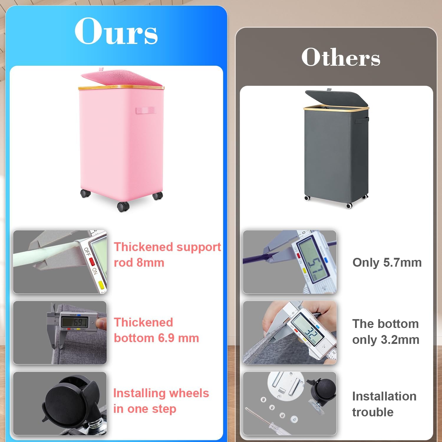 Laundry Hamper with Wheels