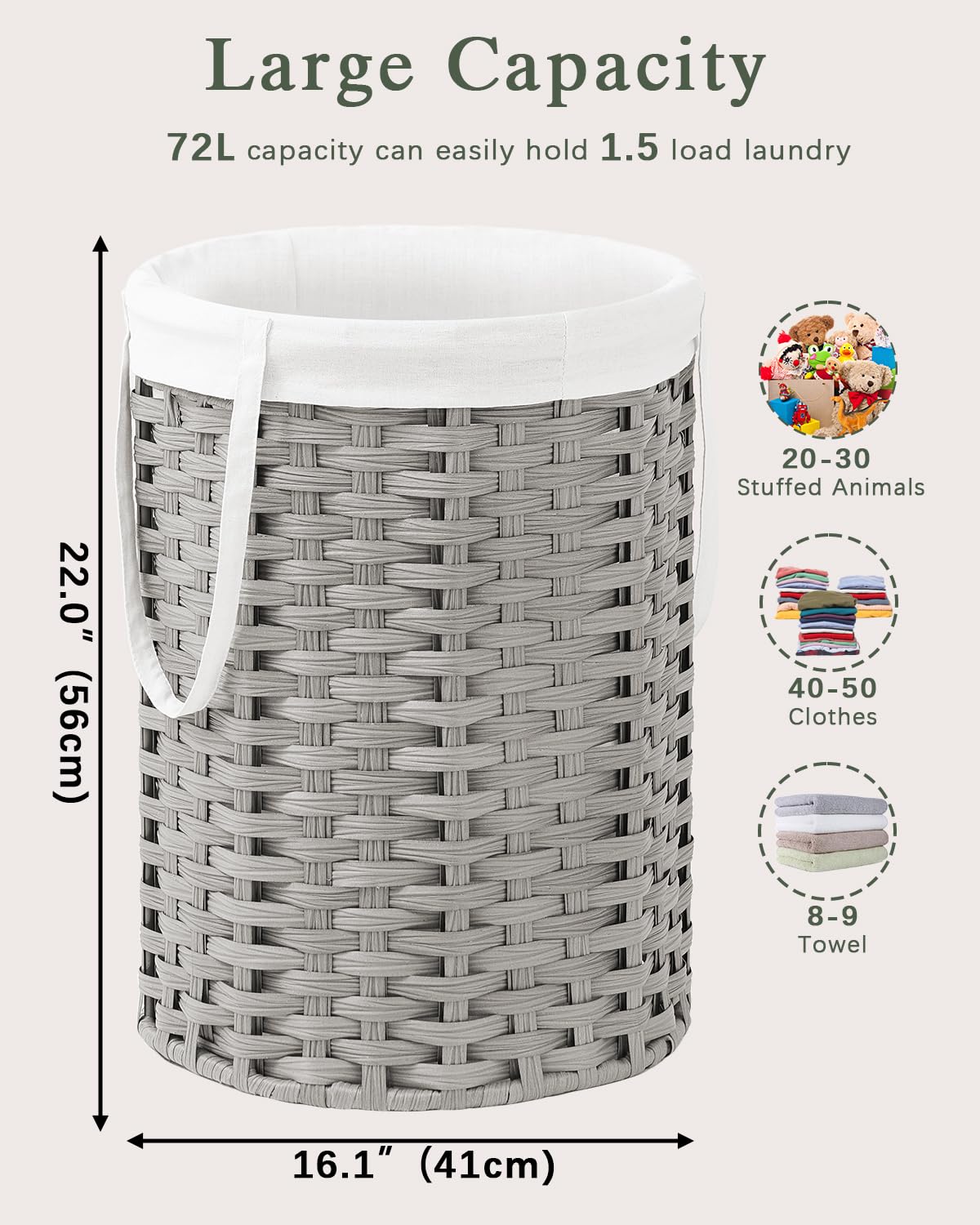Laundry Hamper Laundry Basket Round 19.0 Gal