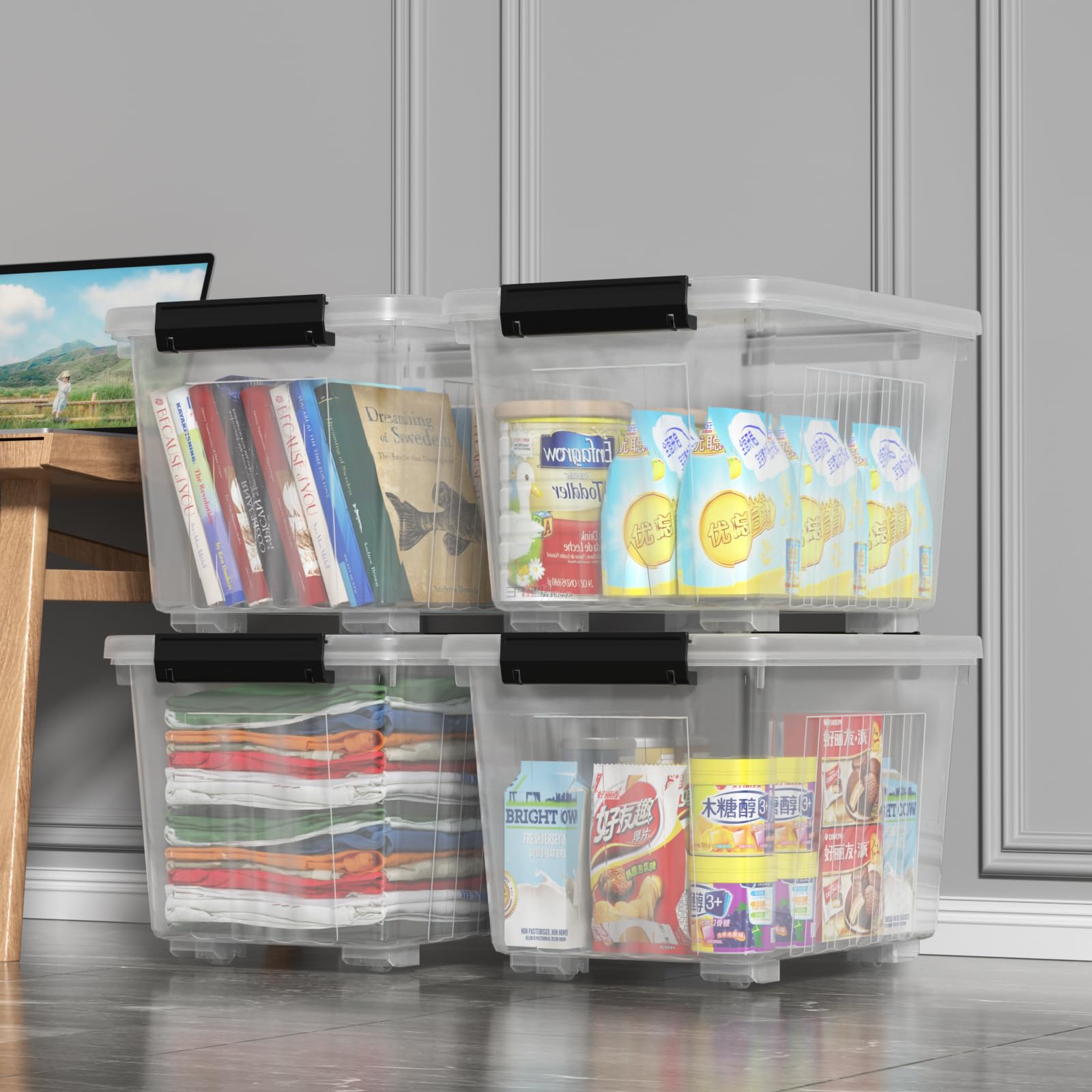 30 Qt Stackable Storage Bins with Lids (4 Count)