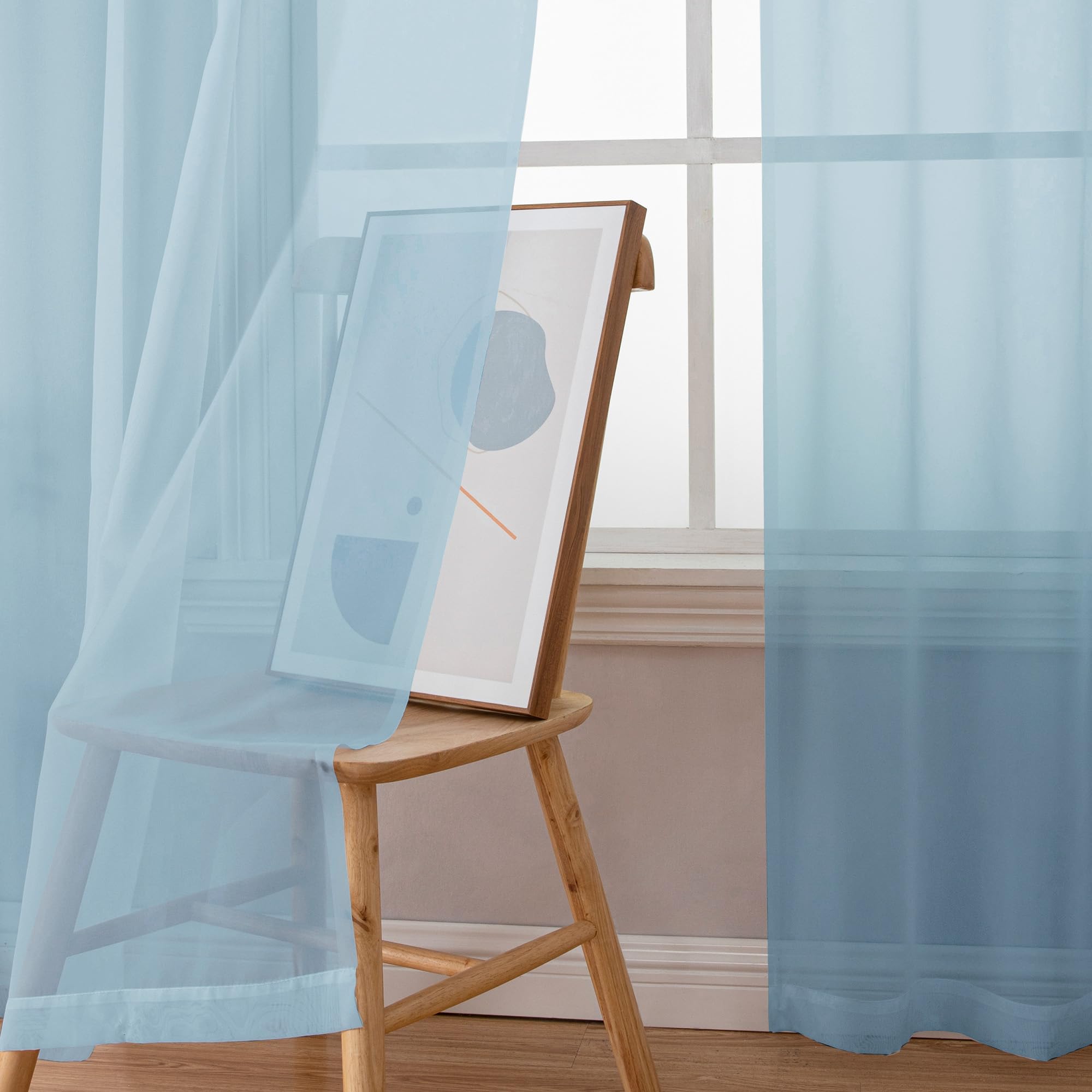 Sky Blue Sheer Curtains 96 inches Long 2 Panels (2 Count)