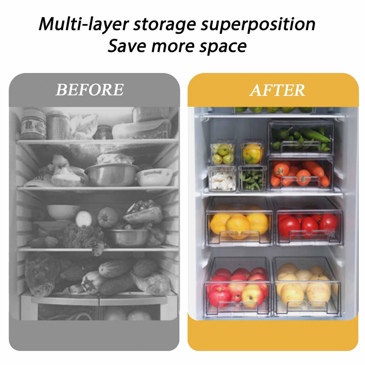 2 Pack Stackable Clear Drawer Organizer (2 Count)