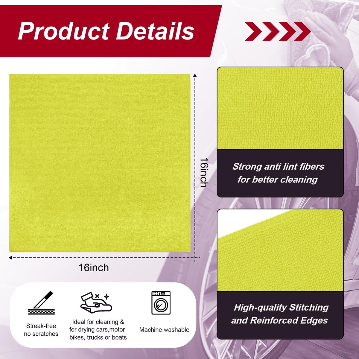200 Pcs Microfiber Cleaning Cloth 16x16 Inch Microfiber Towels for Car Ultra Absorbent Cleaning Rags Reusable Lint Free Streak Free Detailing Towel for Car Washing Drying Dusting (200 Count)