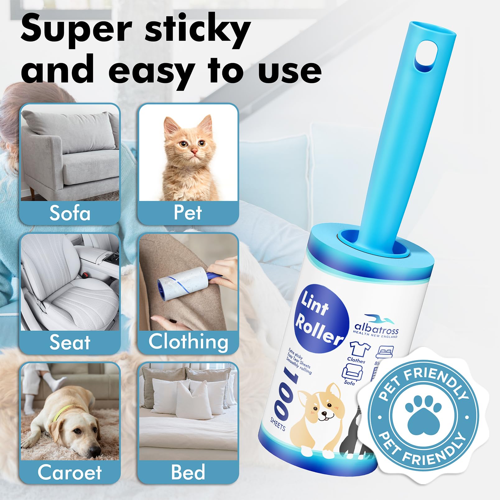 Lint Rollers for Pet Hair Extra Sticky (1200 Count)
