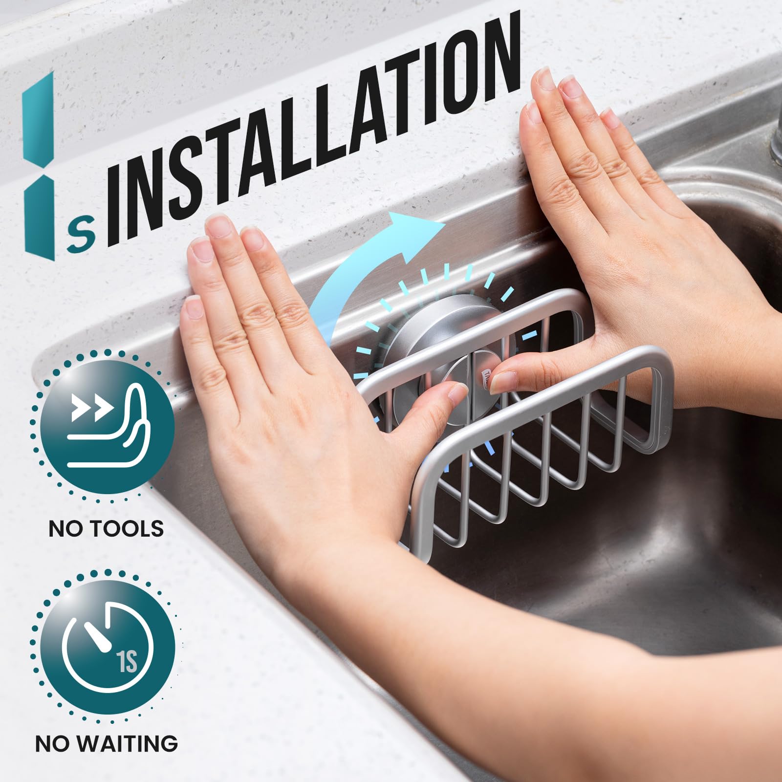 Rustproof Sponge Holder for Kitchen Sink with Suction Cup