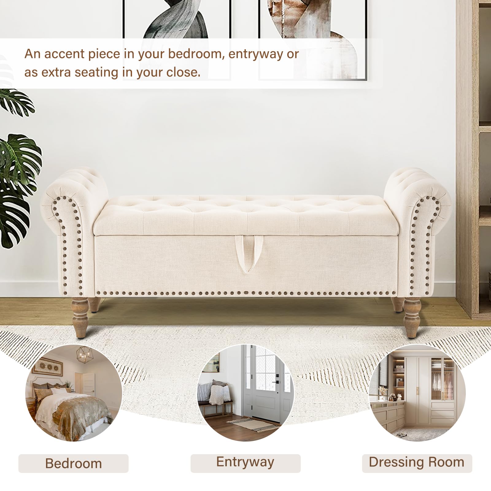 Storage Bedroom Bench for End of Bed