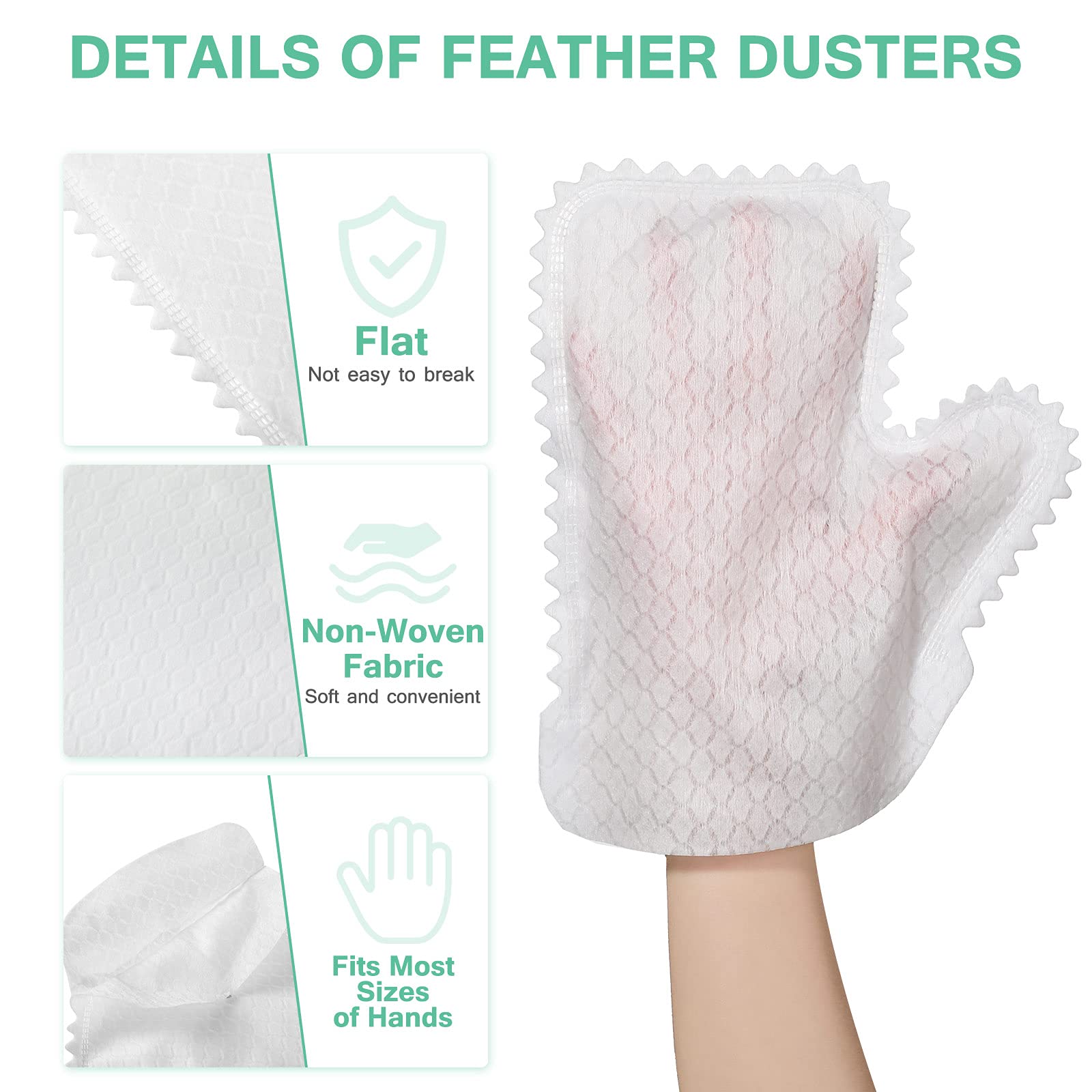 60 Pieces White Microfiber Dusting Gloves Artisan Dusting Mitt Microfiber Cloth Replaces Dust Wipes Feather Dusters for Locks in Dust Pet Hair Sensitive Cleaning Possible Dual (60 Count)