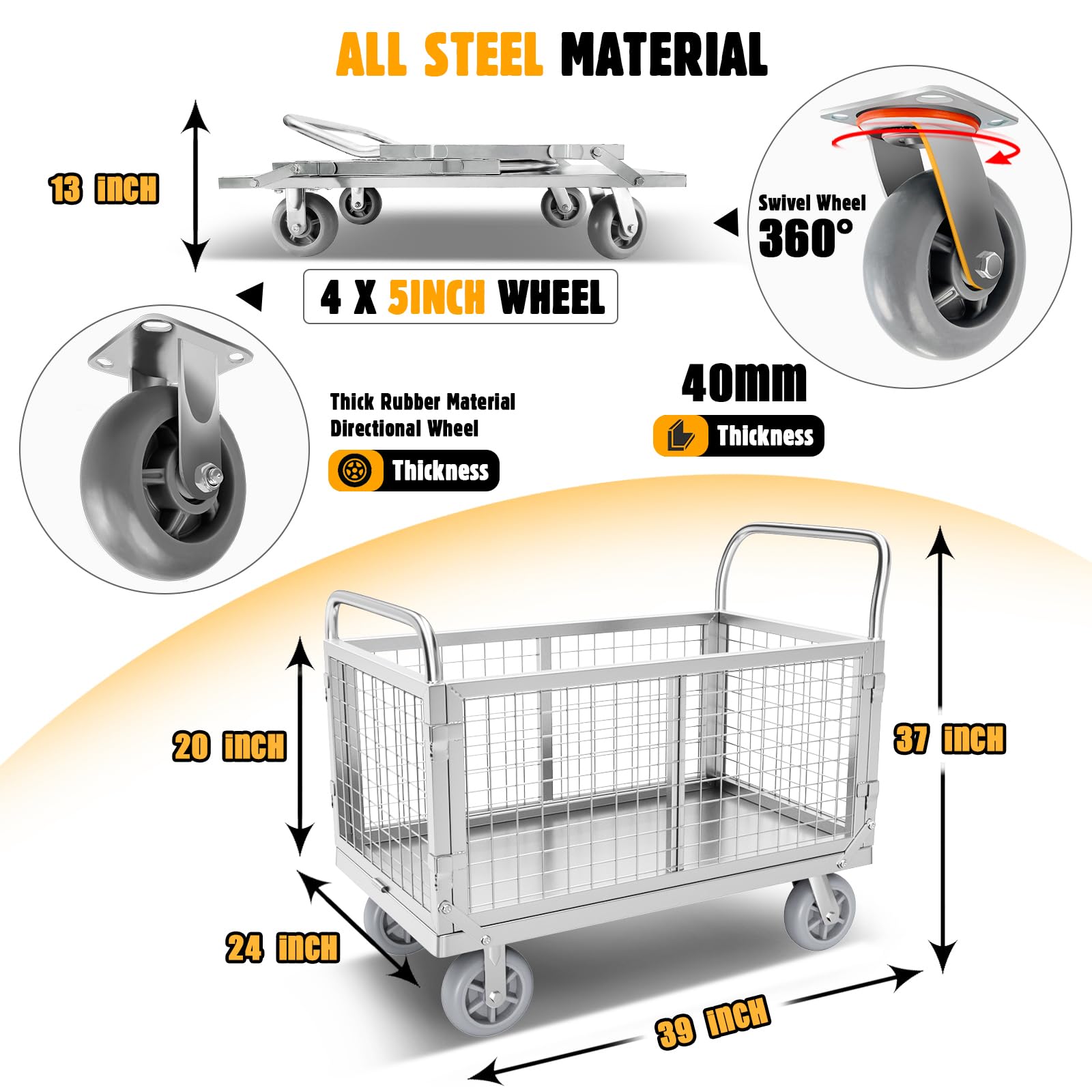 Platform Truck Cart with Cage