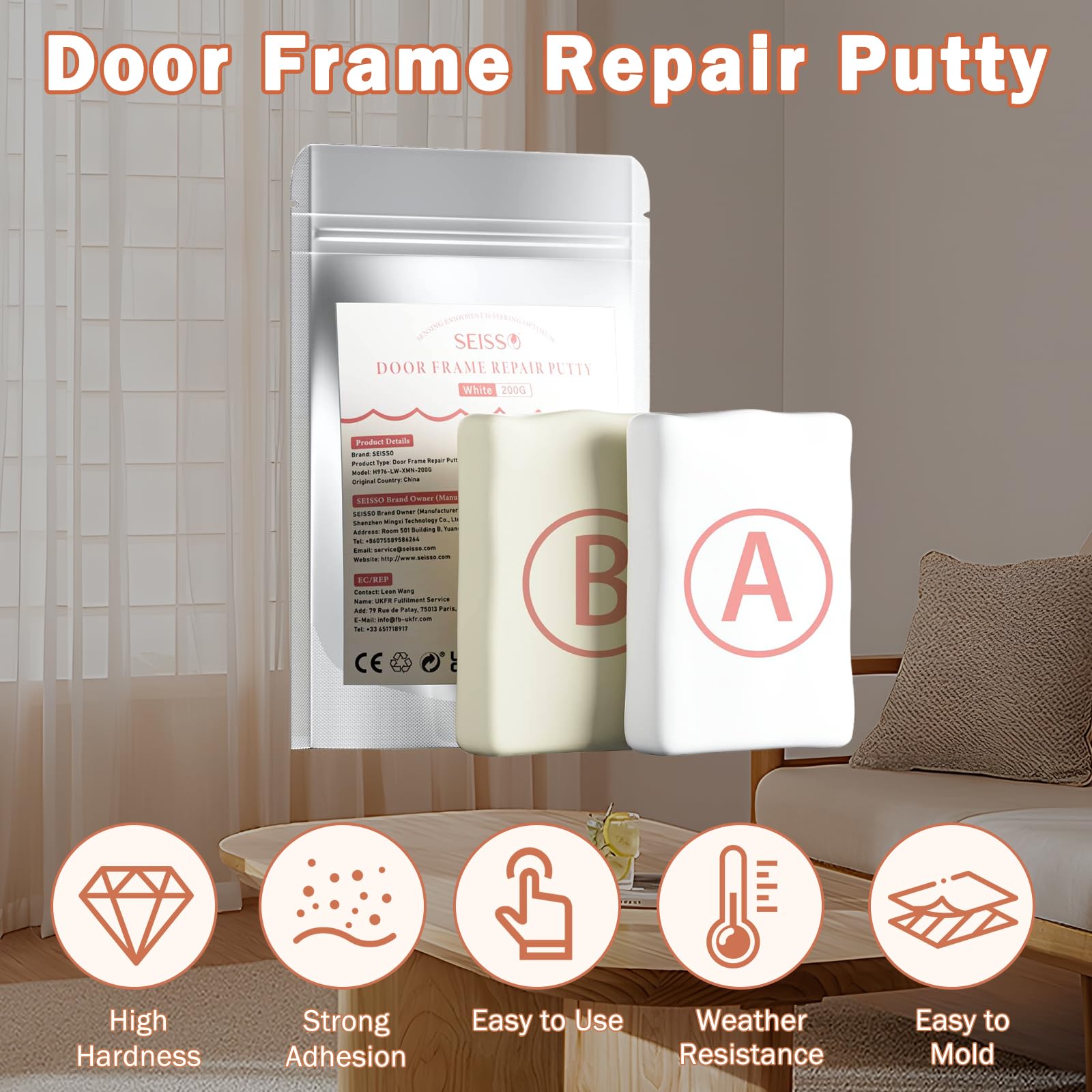 Wood Filler 7.05 Oz Epoxy Wood Putty for Furniture Repair