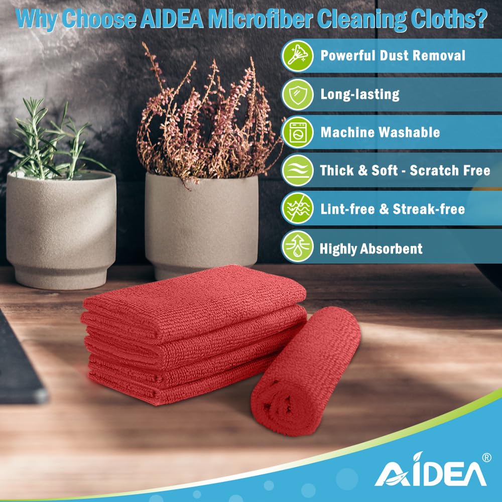 Microfiber Cleaning Cloth Red (50 Count)