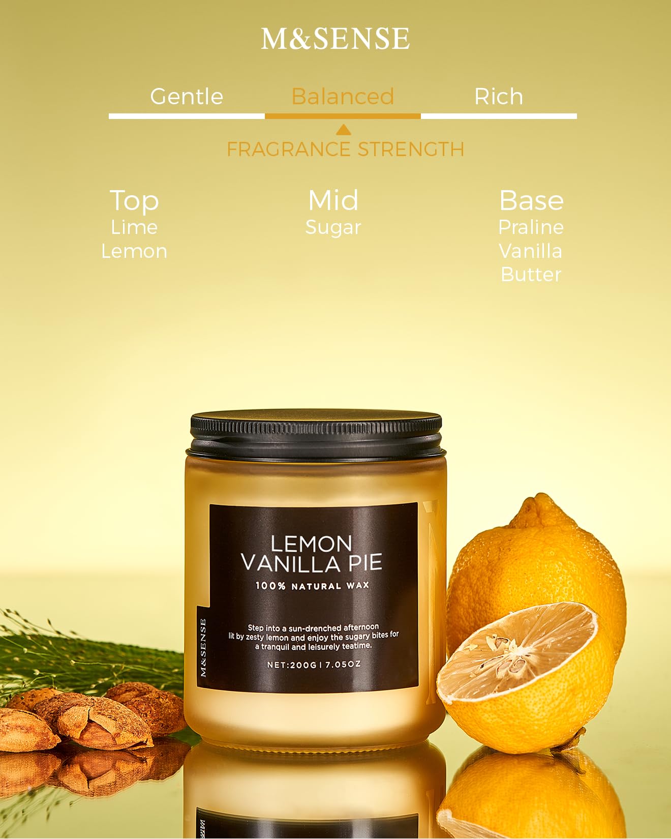 Lemon Vanilla Scented Candles for Home (7.05 Ounce)