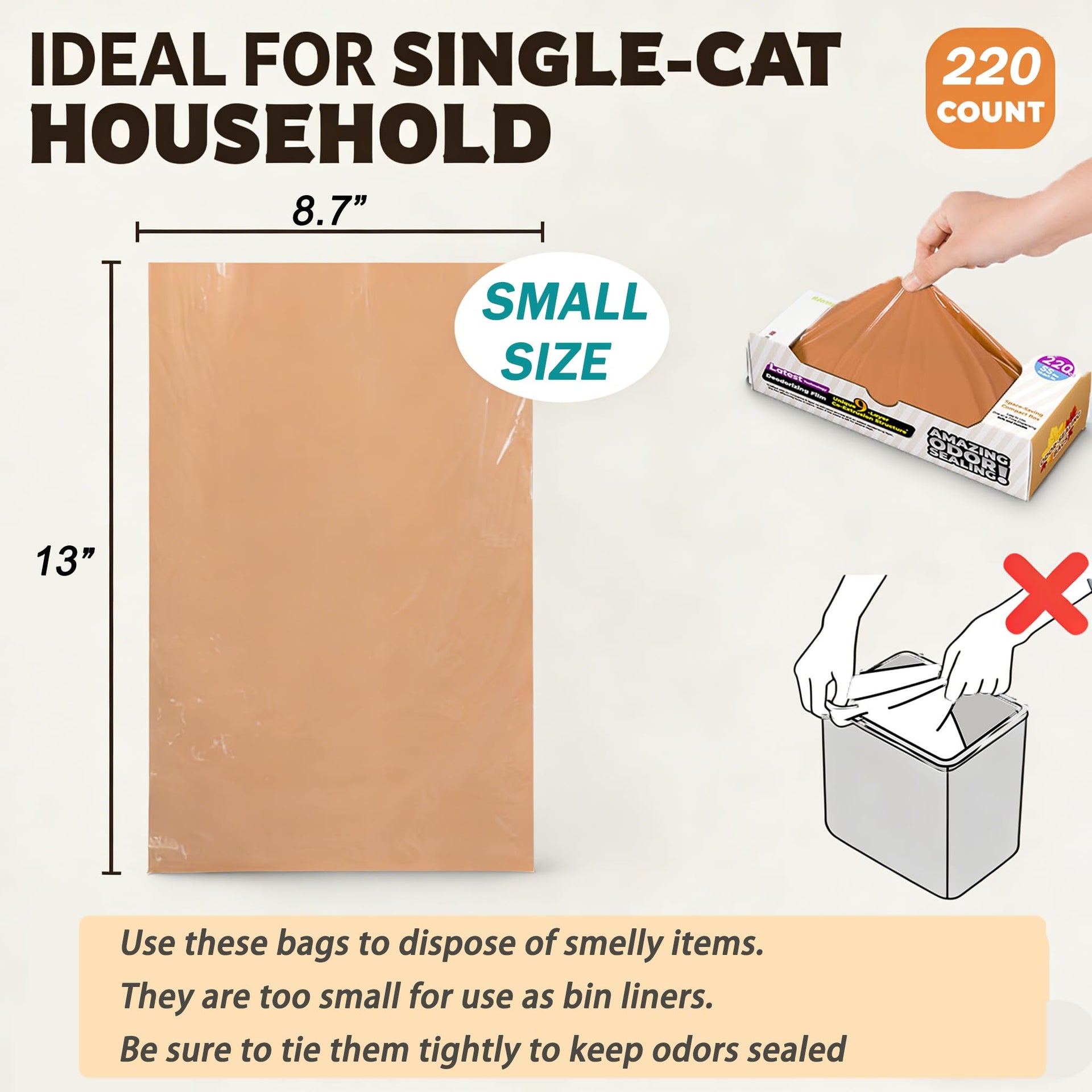 Odor Blocking Cat Litter bags for Poop (220 Count)