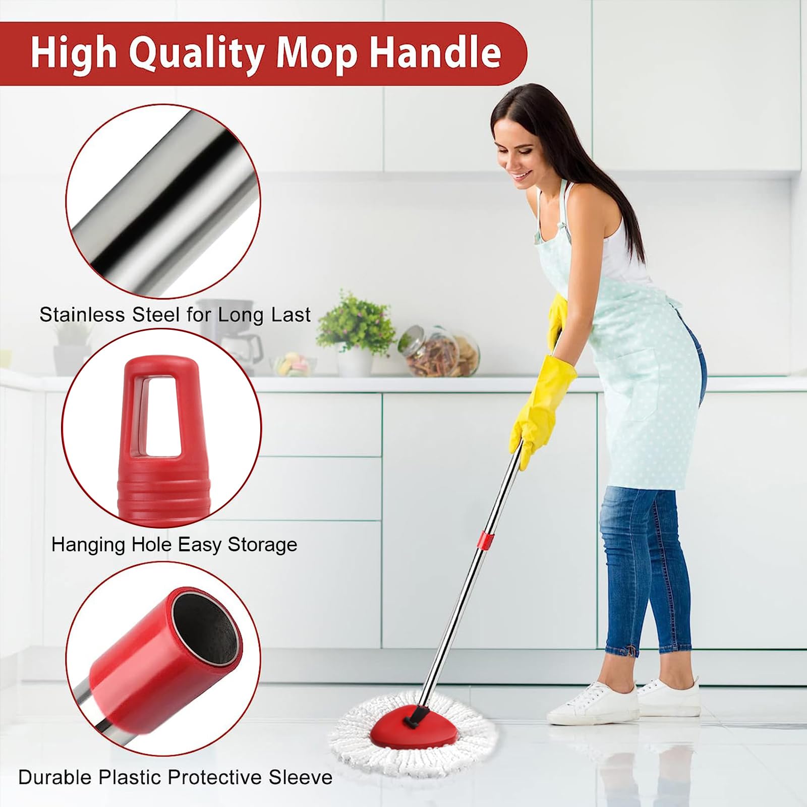 Spin Mop Replacement Set Compatible with OCedar EasyWring 1 (4 Count)