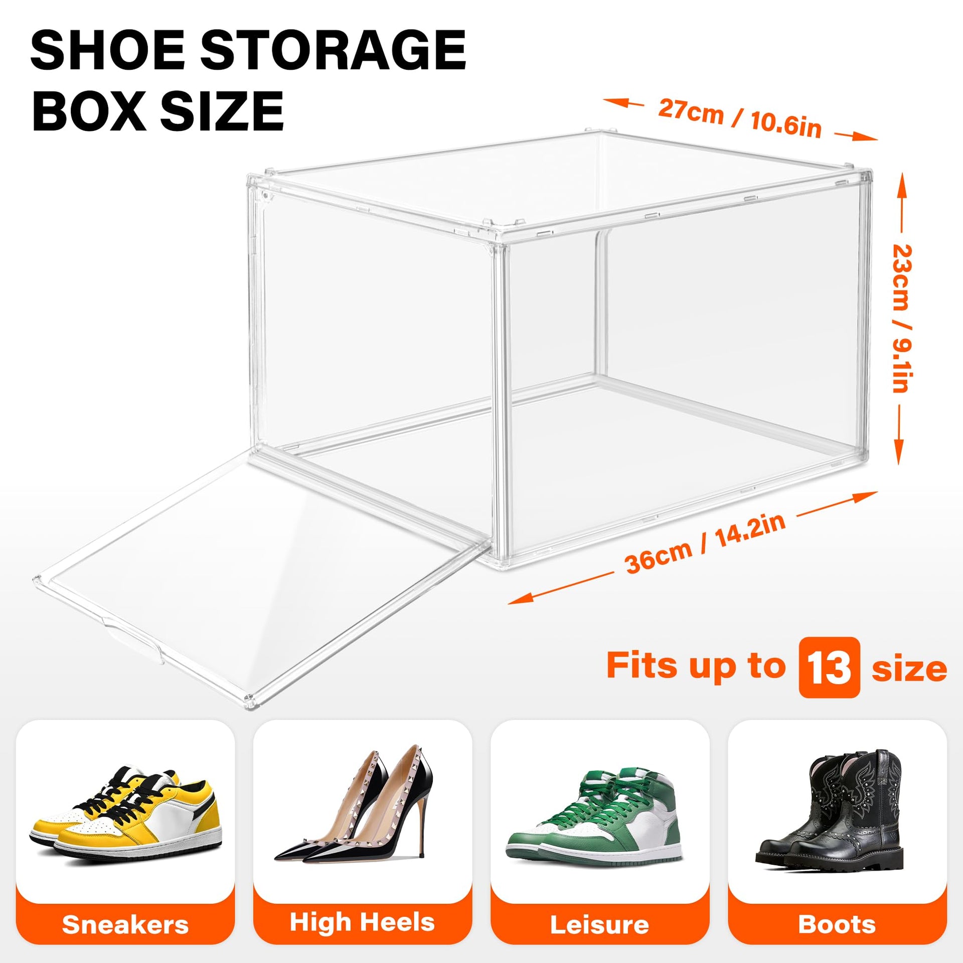 1 Pack Clear Acrylic Sneaker Boxes for Sneakers & High Tops