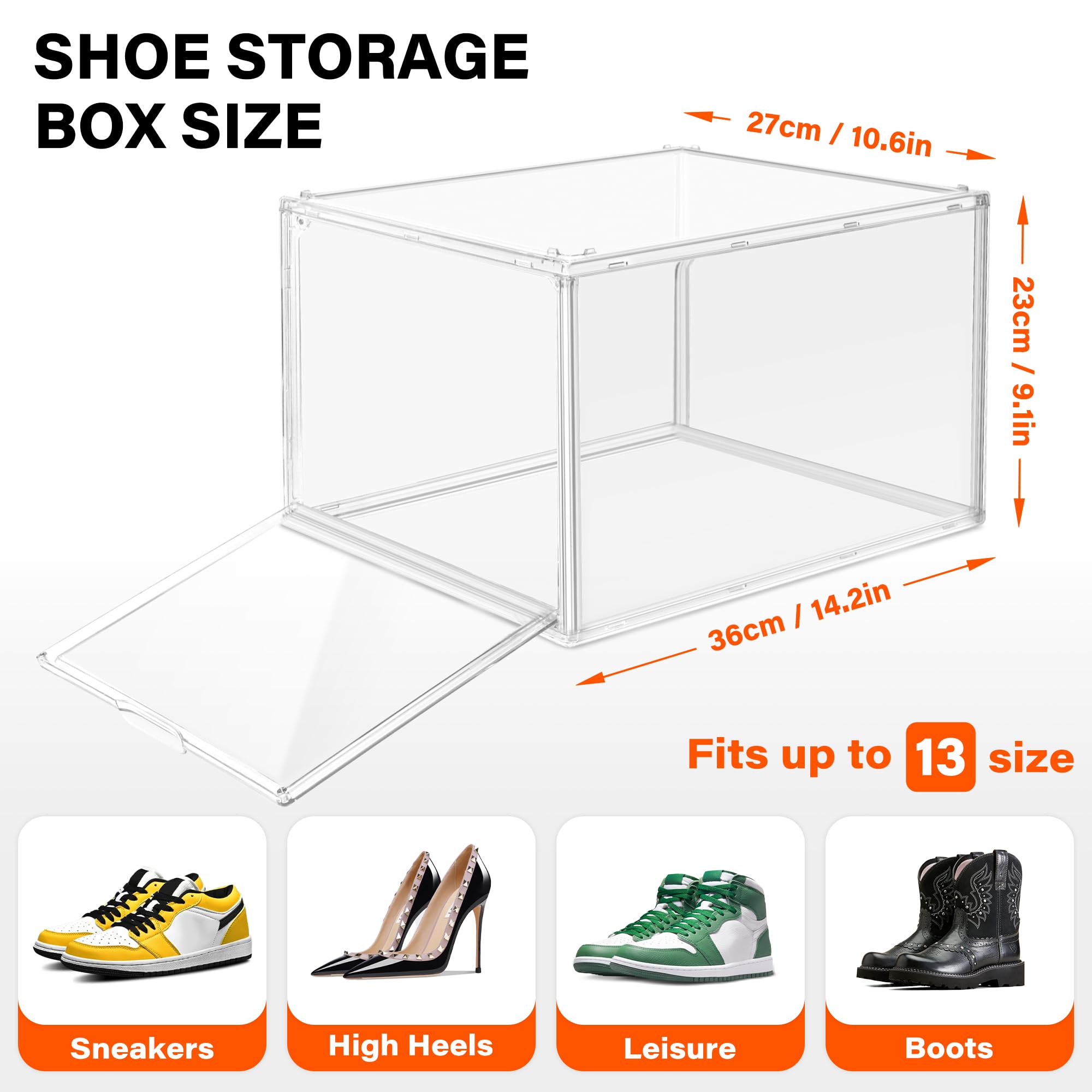 1 Pack Clear Acrylic Sneaker Boxes for Sneakers & High Tops