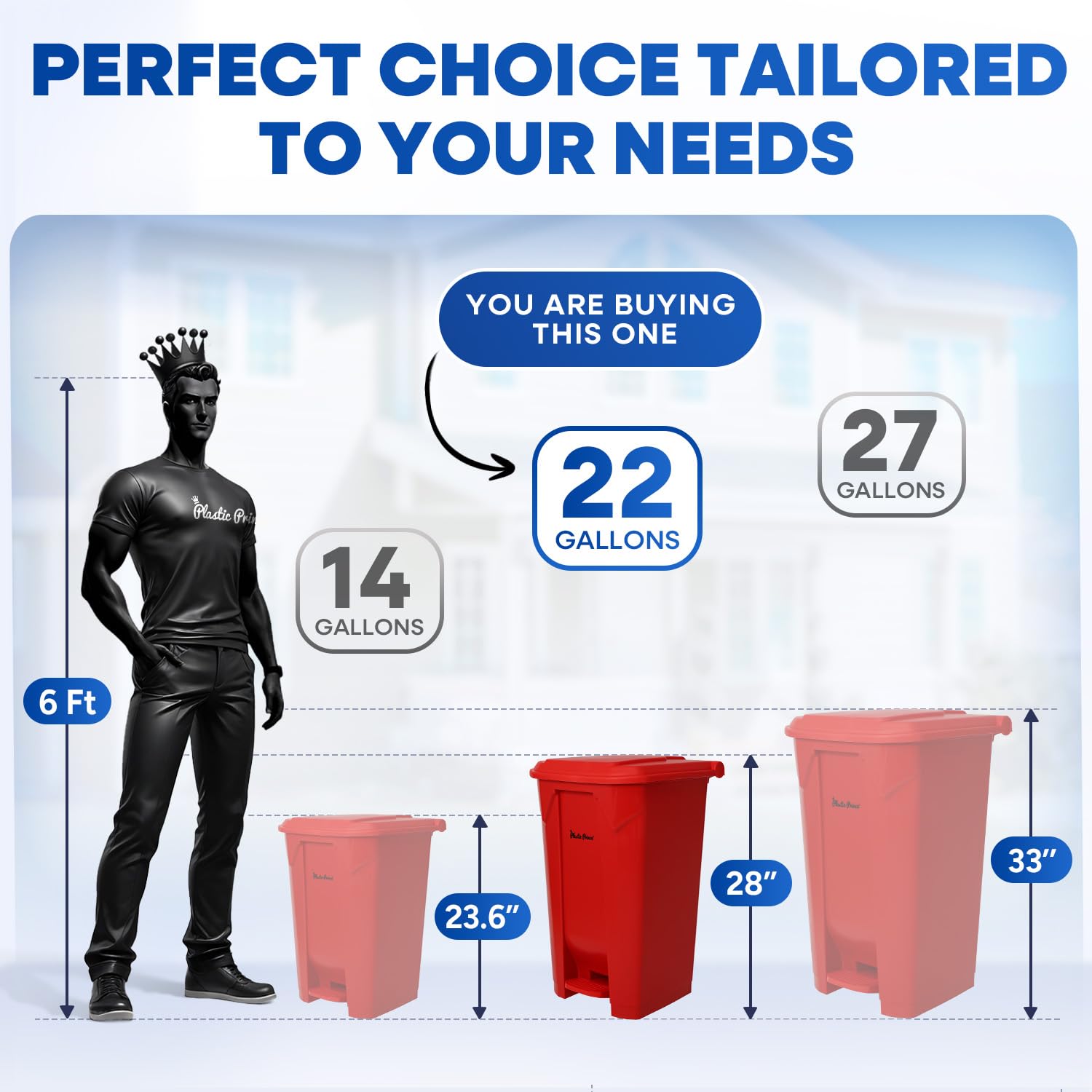 22 Gallon Kitchen Trash Can with Lid and Foot Pedal