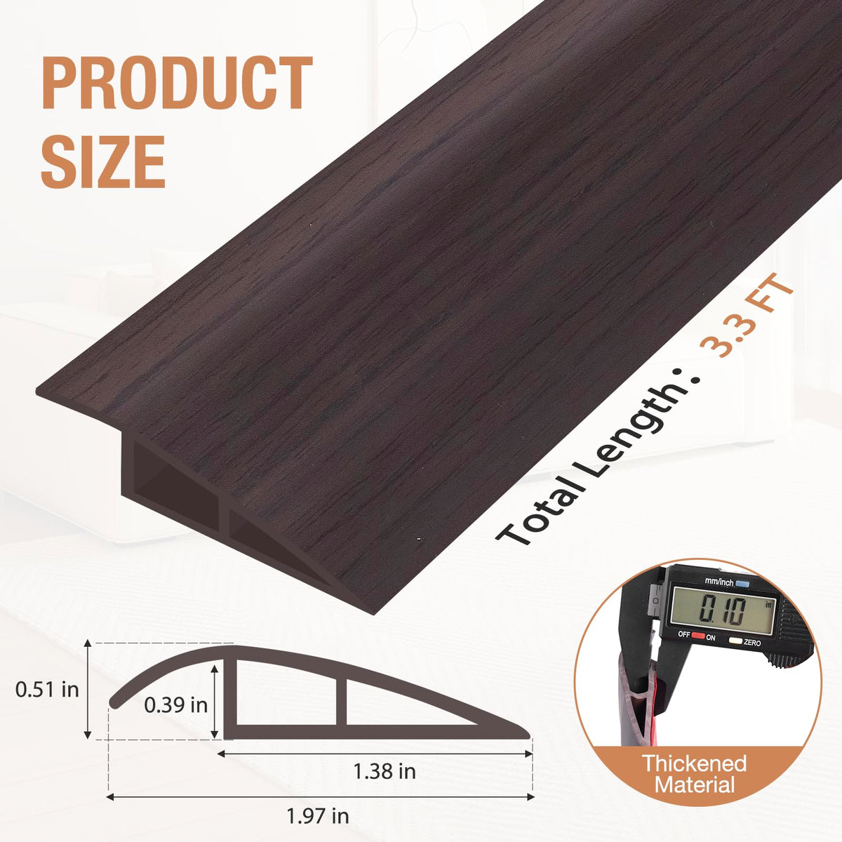 Floor Transition Strip Self Adhesive Vinyl Door Threshold Strip (3.3 Foot)