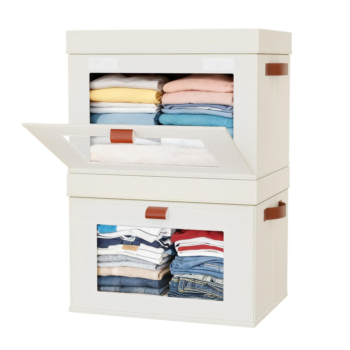 Collapsible Stackable Storage Bins with Lids